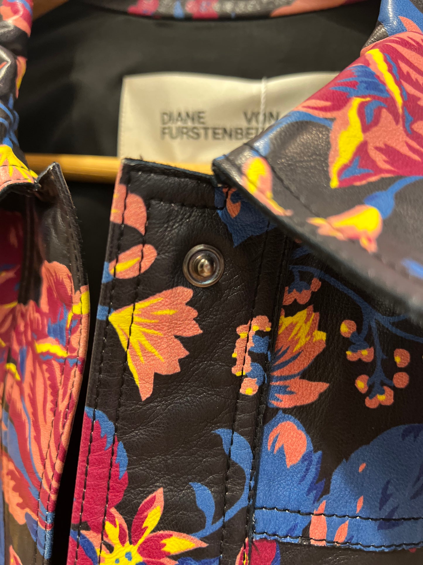 Diane Von Furstenberg Floral Leather Jacket