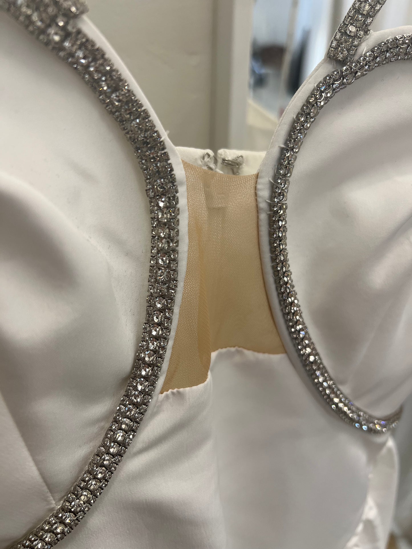 Self-Portrait White Taffeta Flared Mini Dress