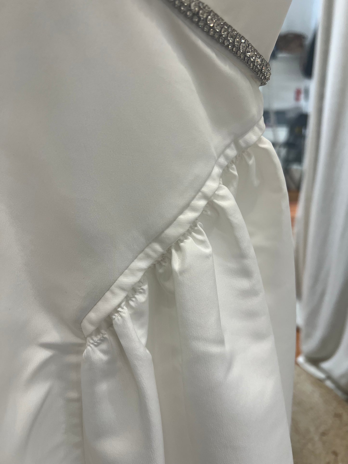 Self-Portrait White Taffeta Flared Mini Dress