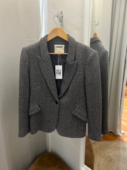 L’AGENCE Herringbone Patterned Blazer