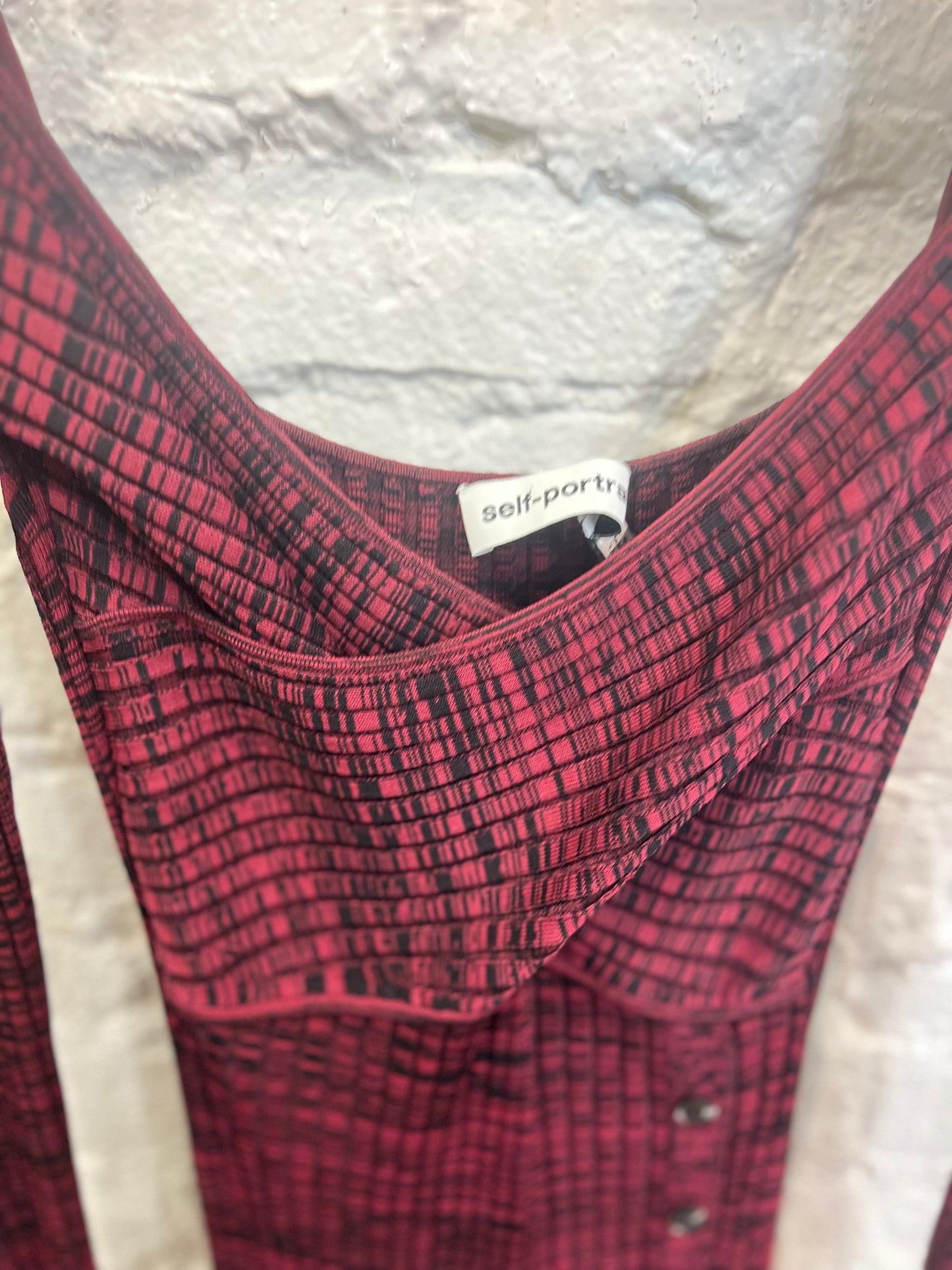 Self-Portrait Burgundy Ribbed Knit Dress
