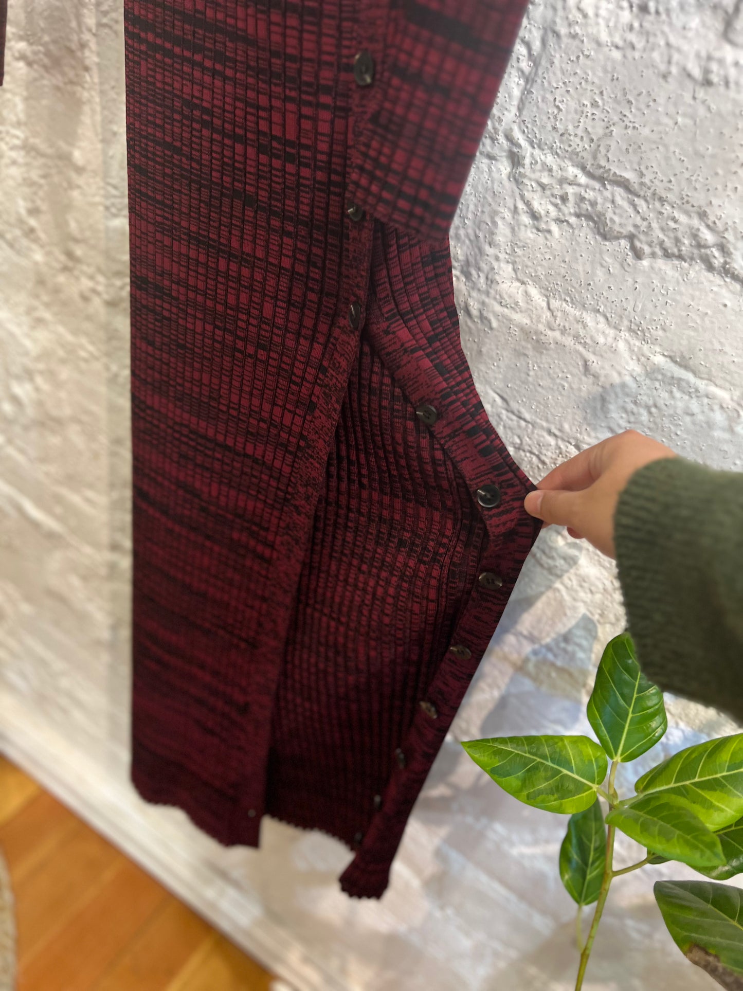 Self-Portrait Burgundy Ribbed Knit Dress