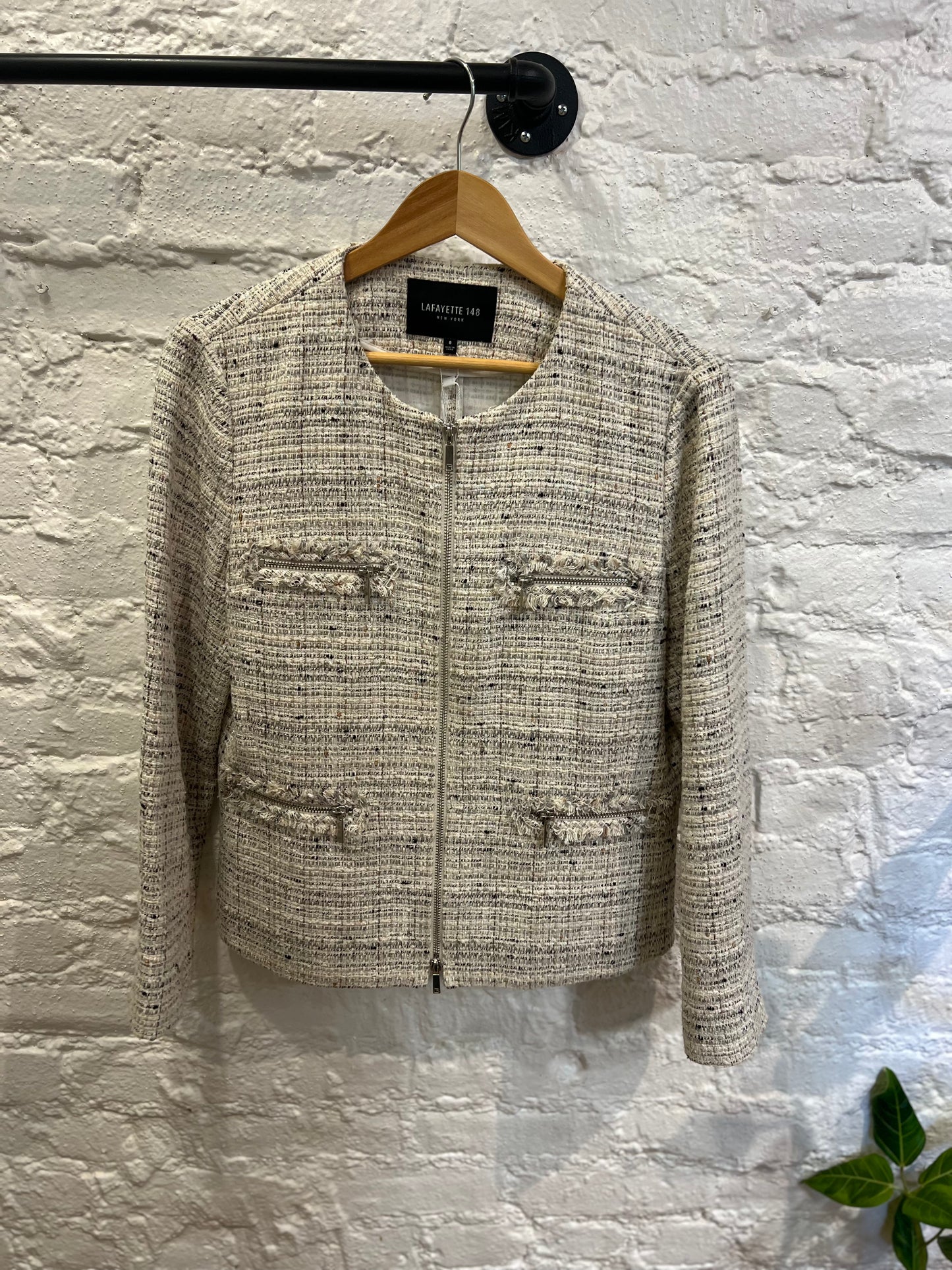 Lafayette 148 New York Tweed Zip-Up Jacket