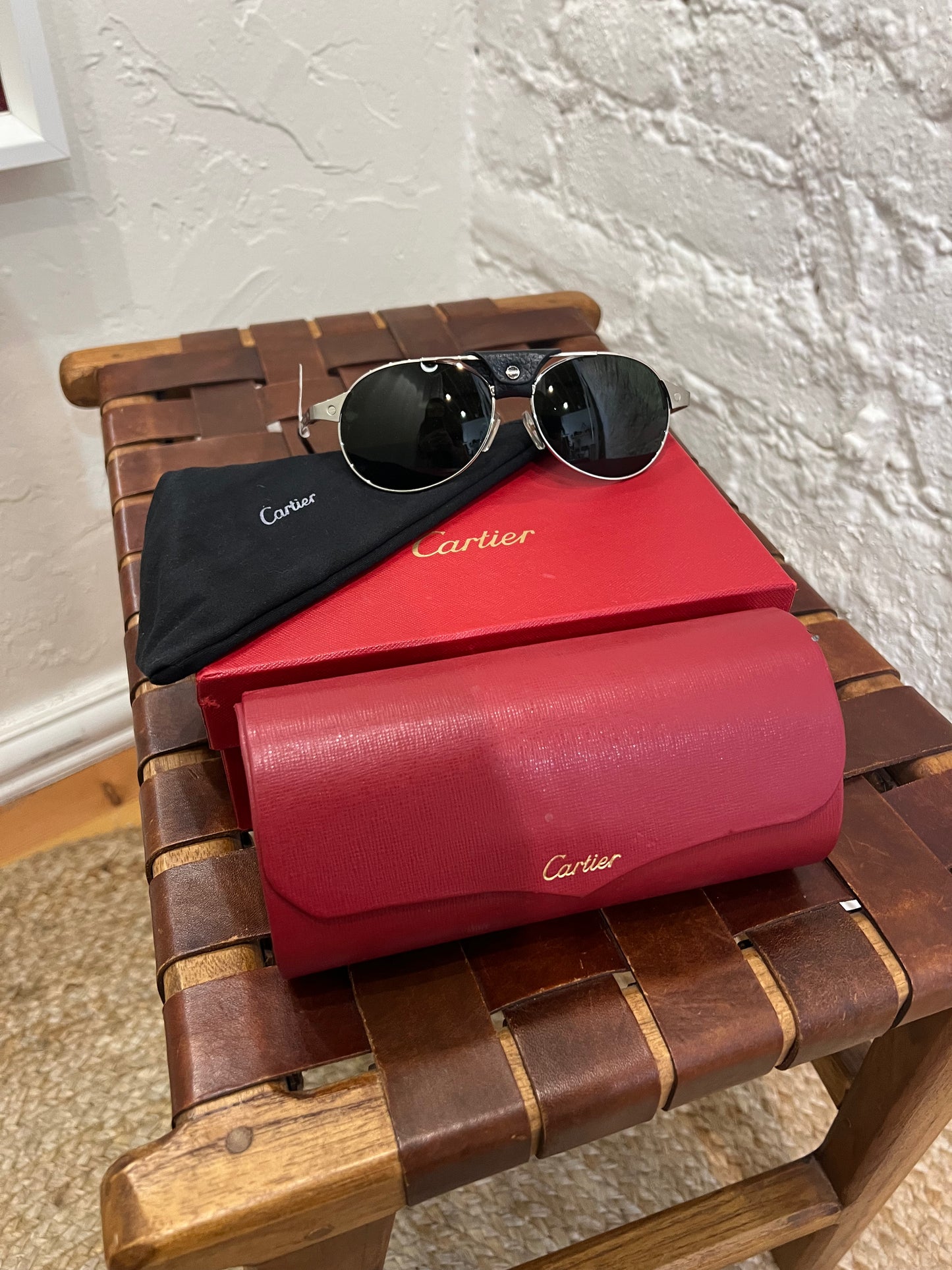 Cartier Metal Santos Dumont Aviator Sunglasses