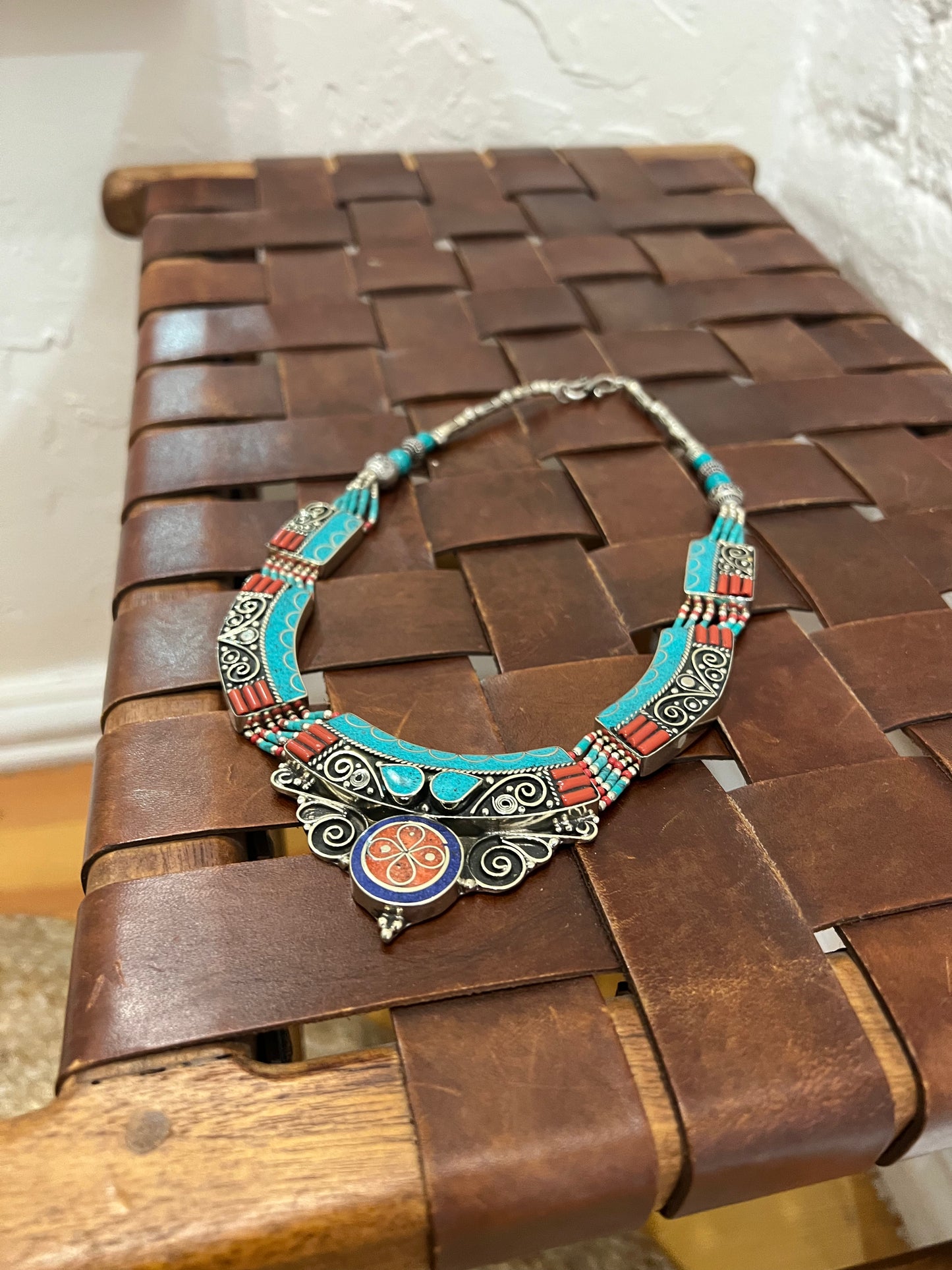 Tibetan Handmade Turquoise and Onyx Necklace