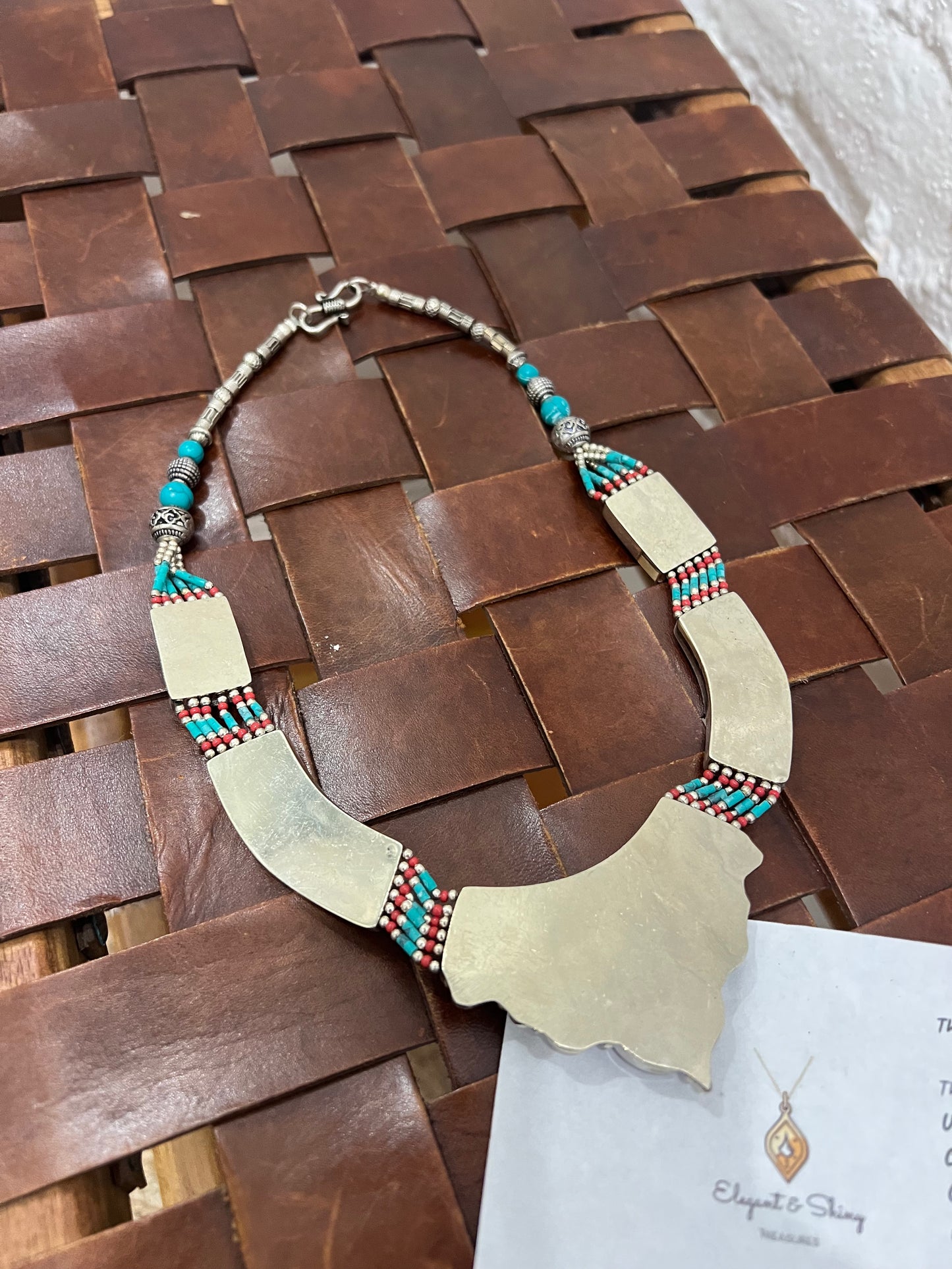 Tibetan Handmade Turquoise and Onyx Necklace