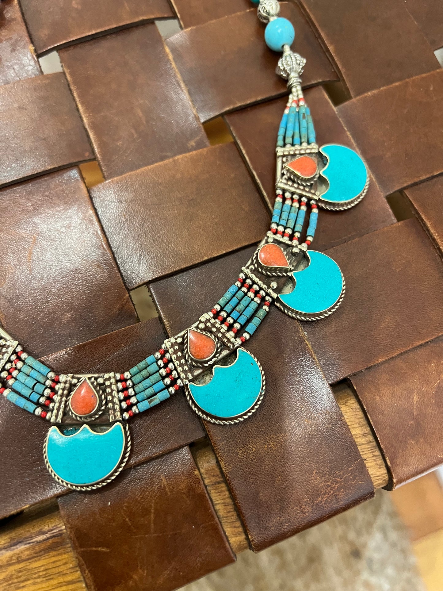 Tibetan Handmade Turquoise and Onyx Necklace