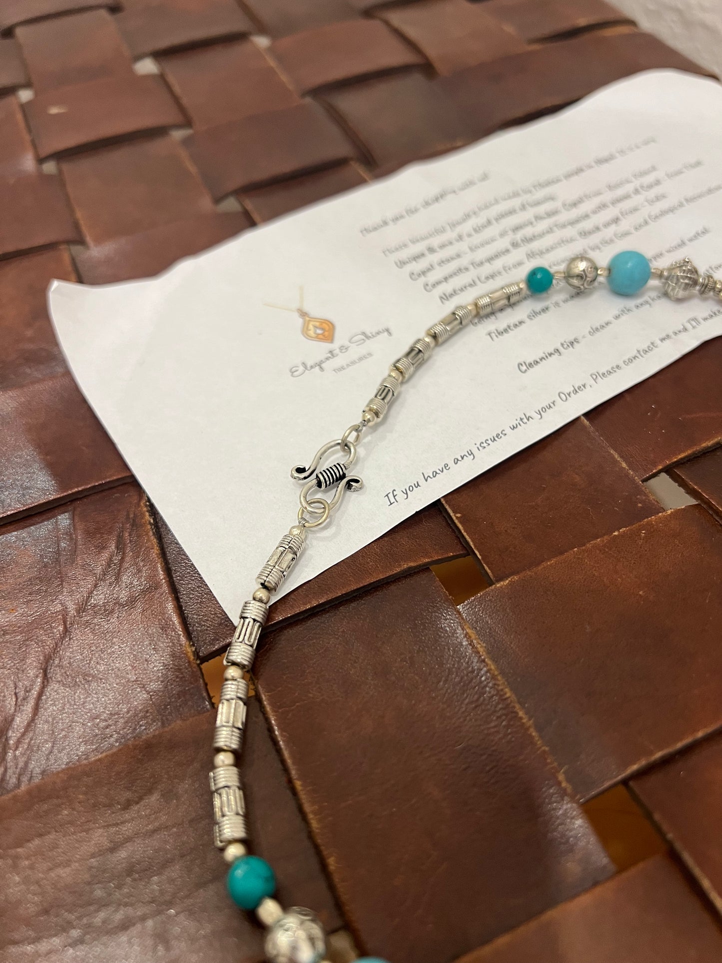 Tibetan Handmade Turquoise and Onyx Necklace