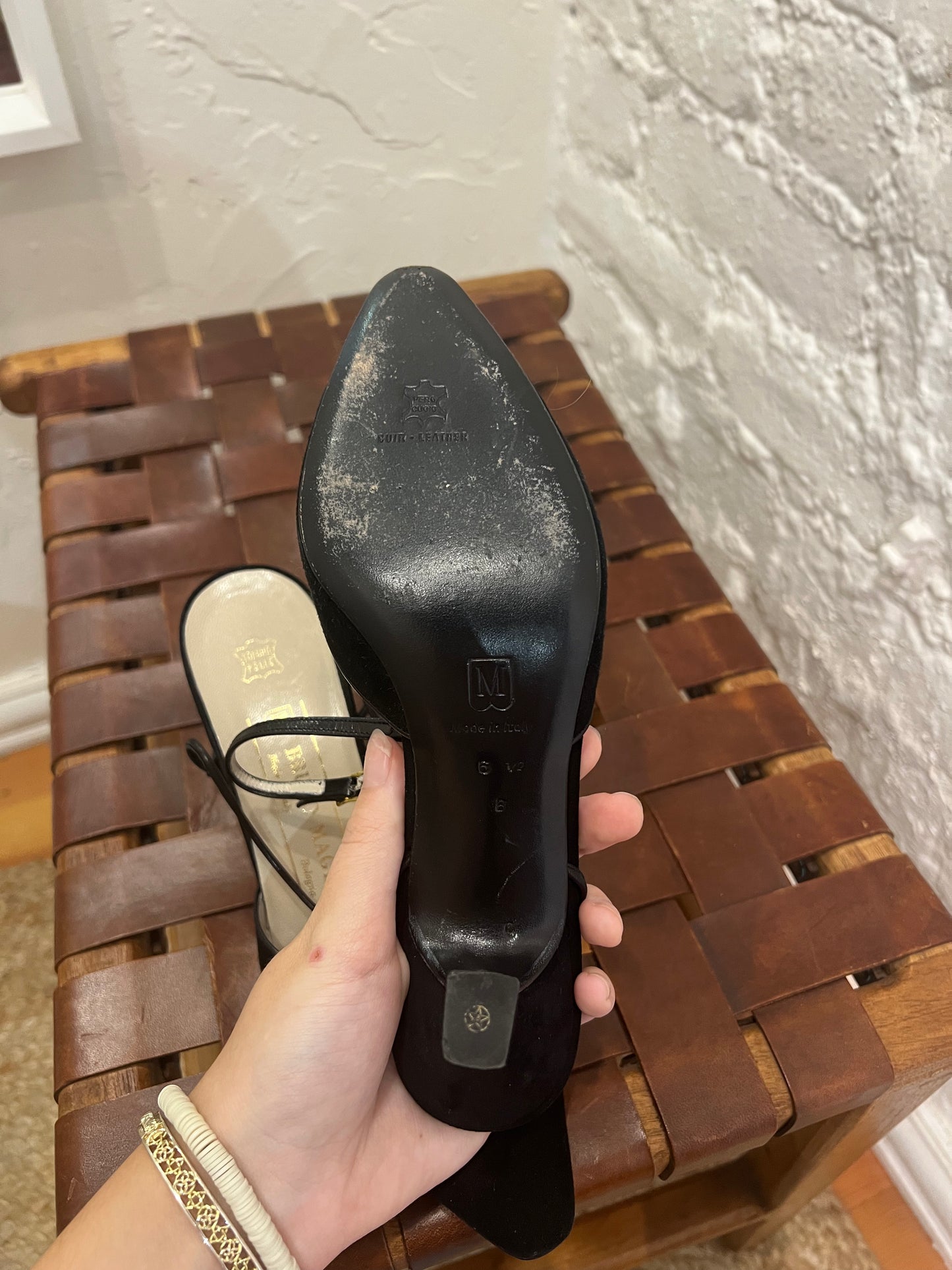 Bruno Magli black slingback shoes