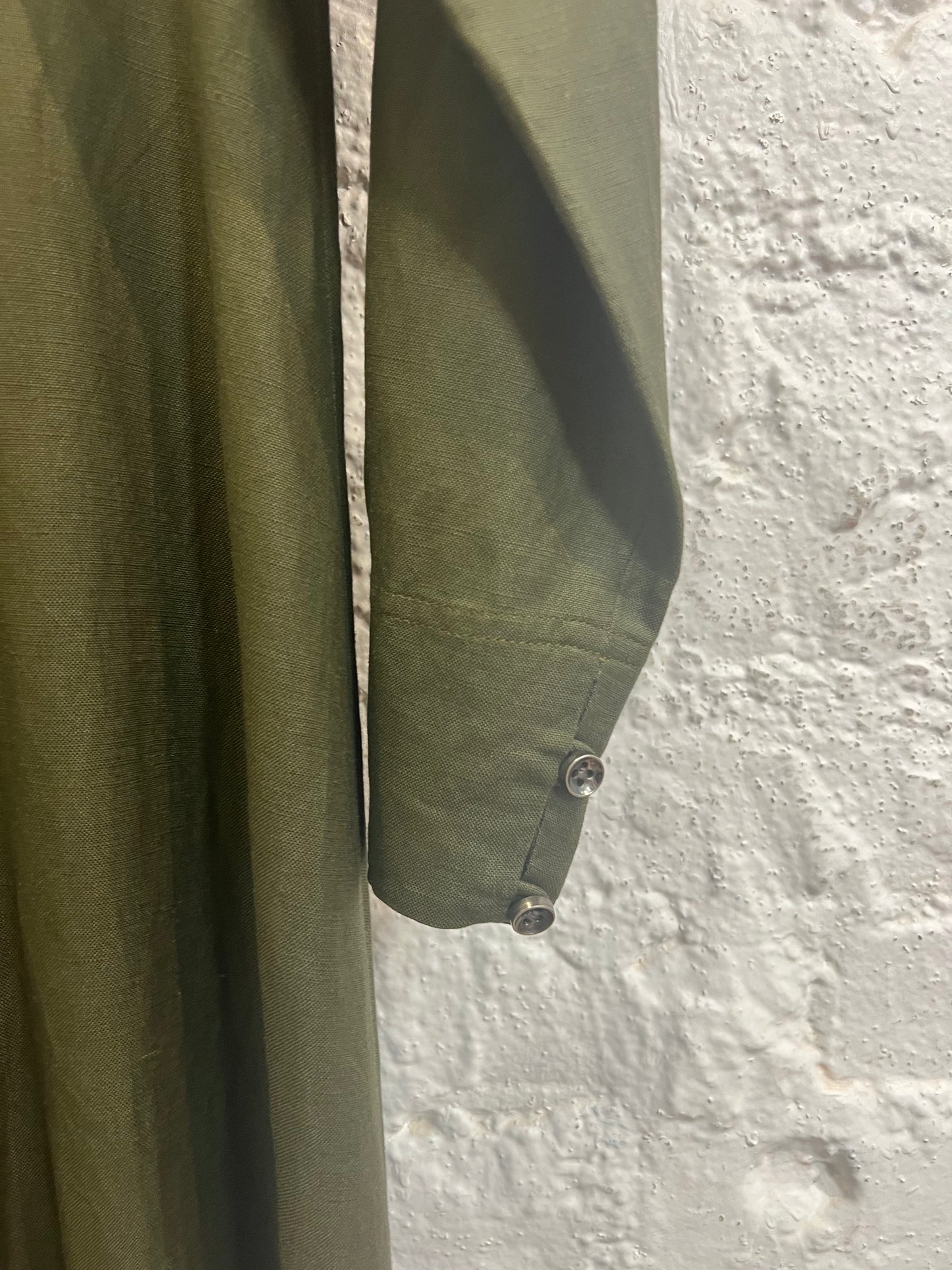 Maxi dark green linen dress