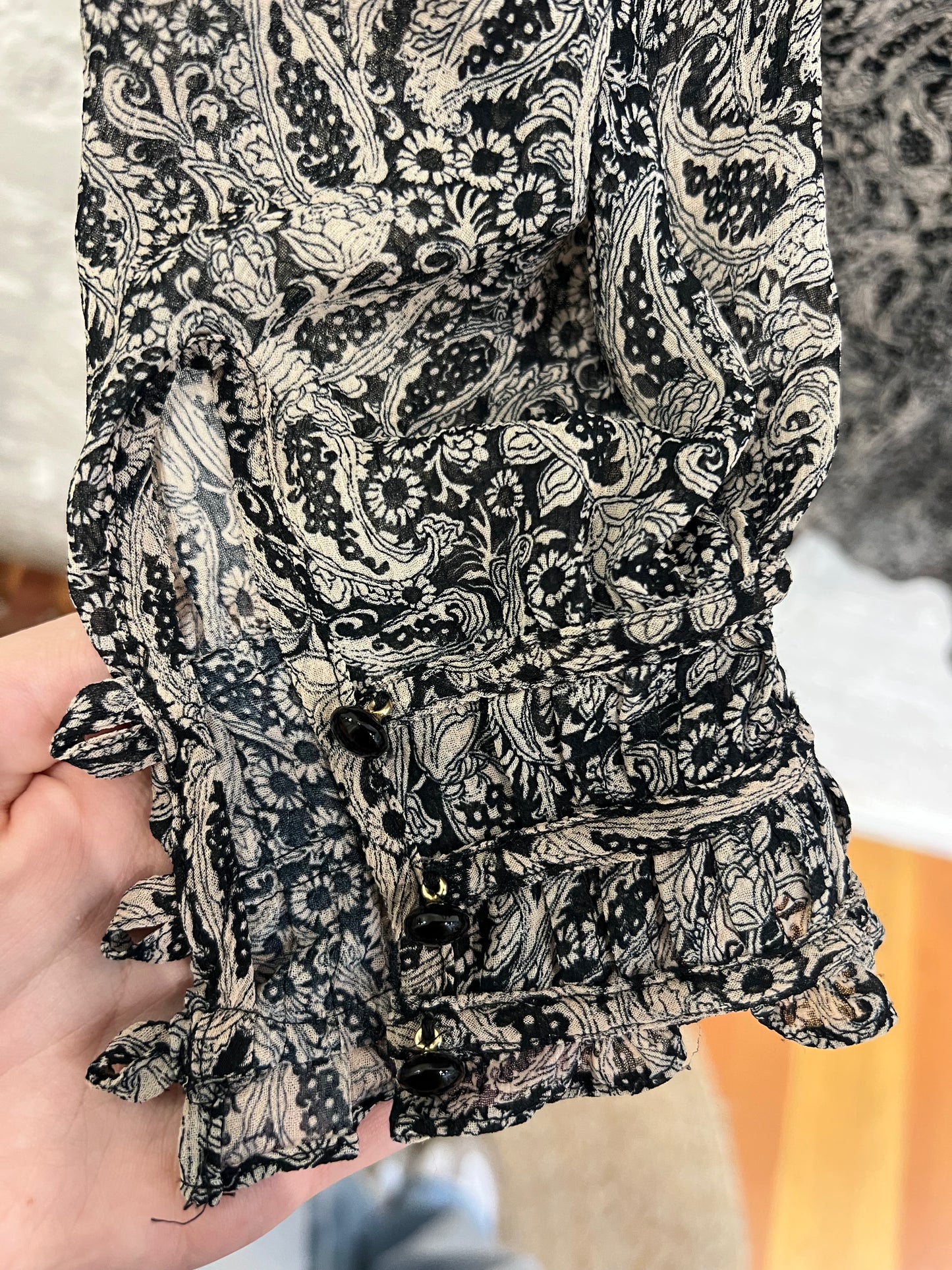 Sezane mock neck black floral dress