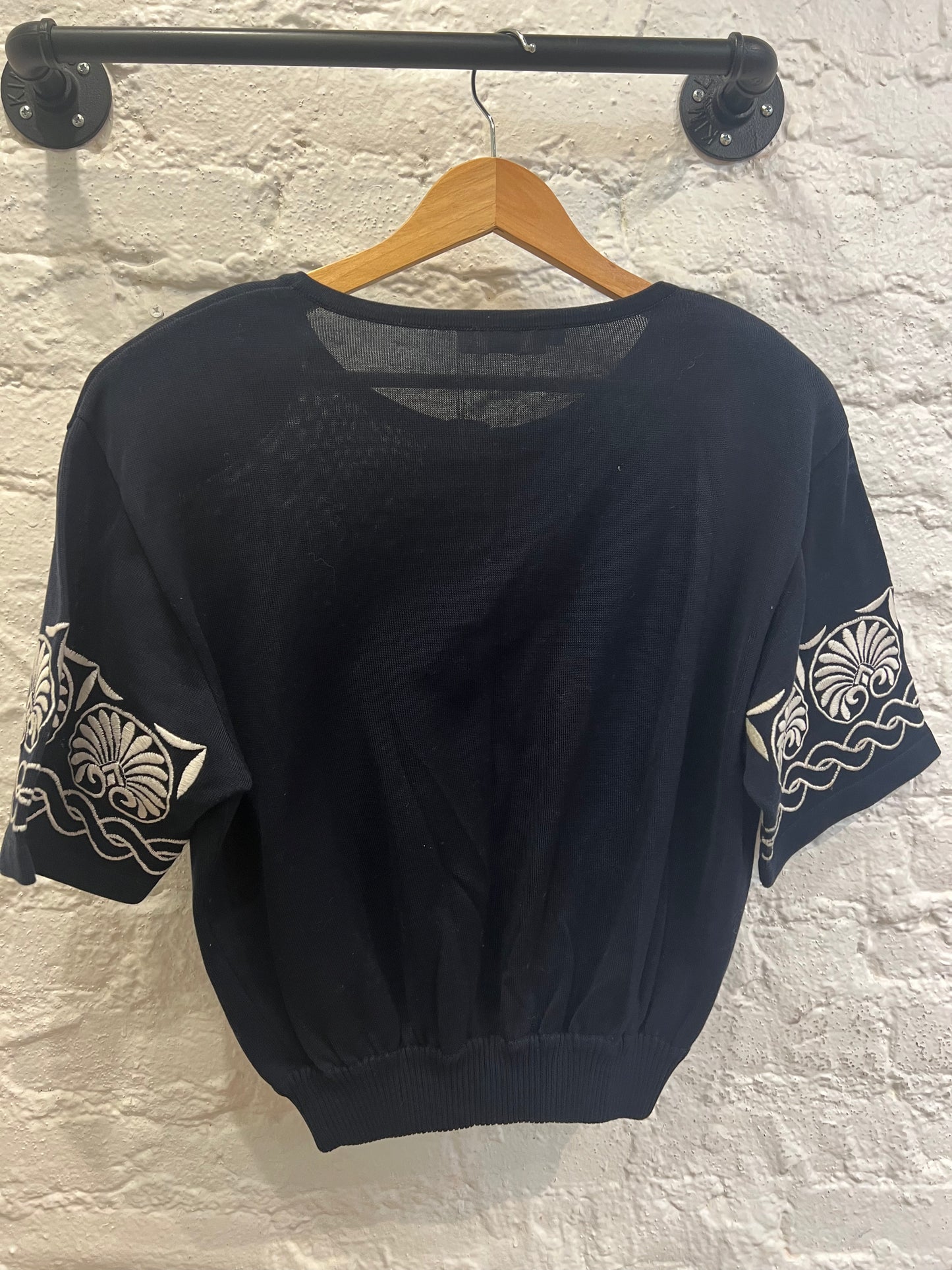 Valentino Studio Vintage navy padded shoulder top