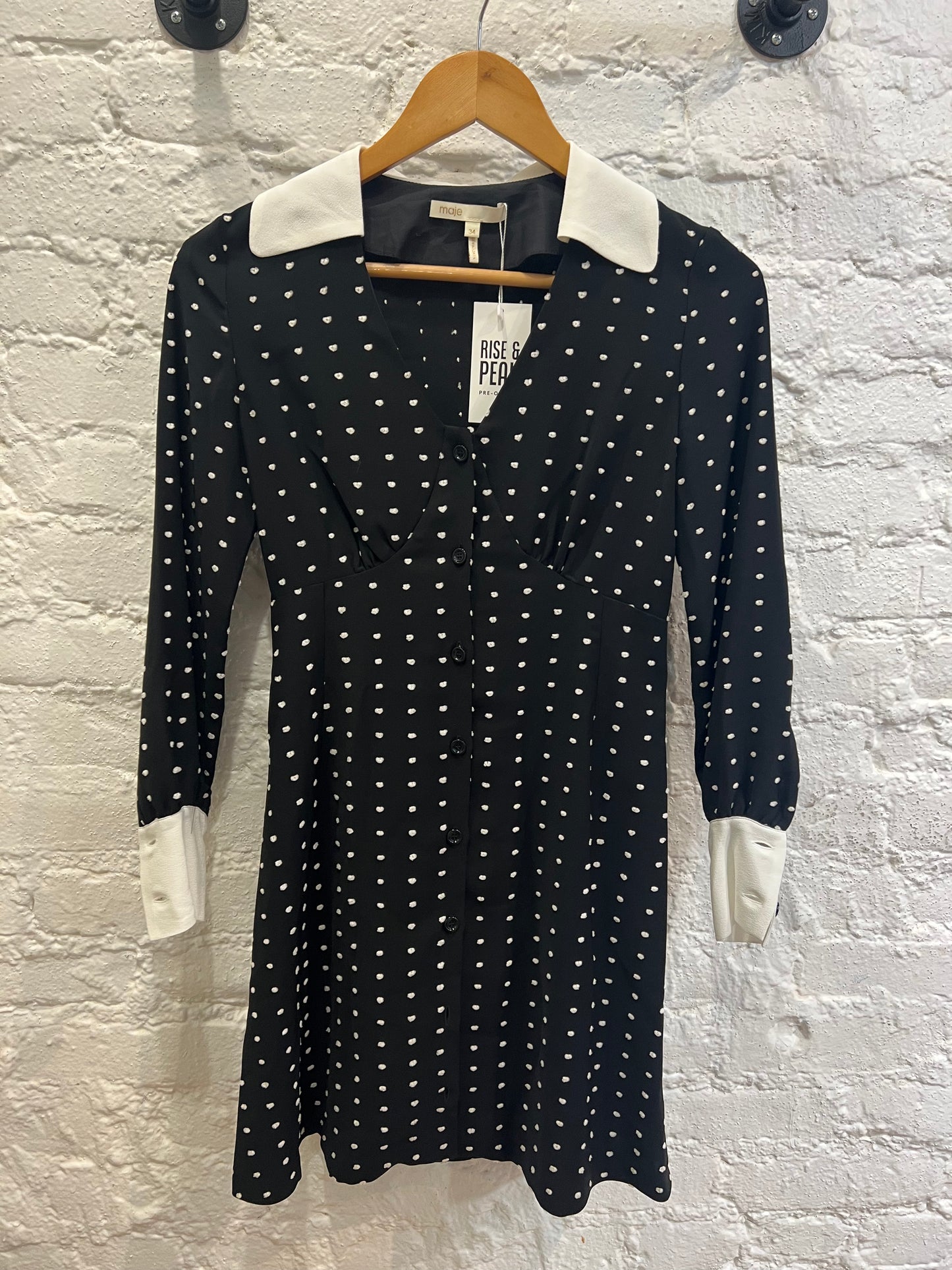 Maje black and white heart print dress