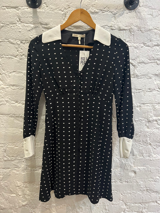 Maje black and white heart print dress