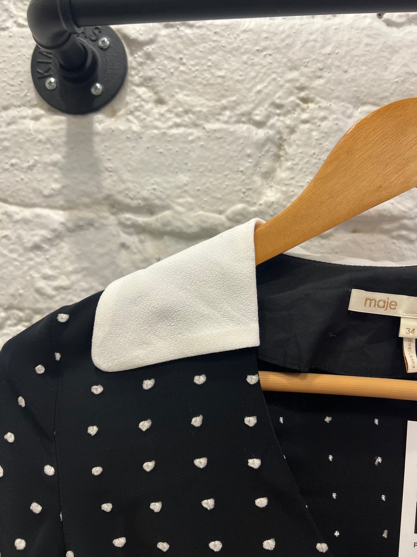Maje black and white heart print dress