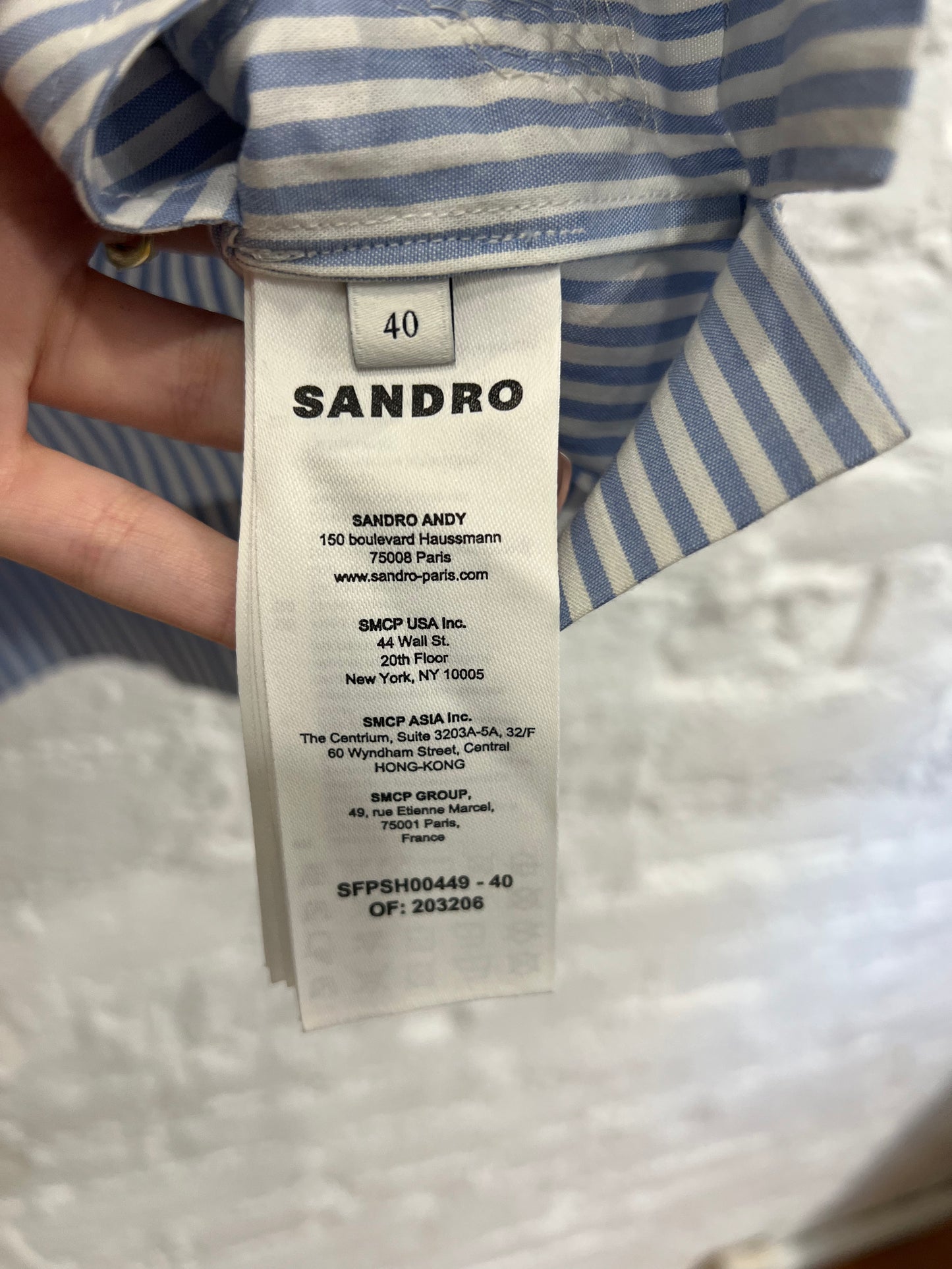 Sandro blue/white striped shorts