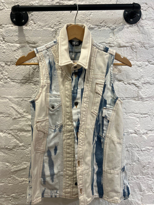 DIESEL denim light blue button down vest