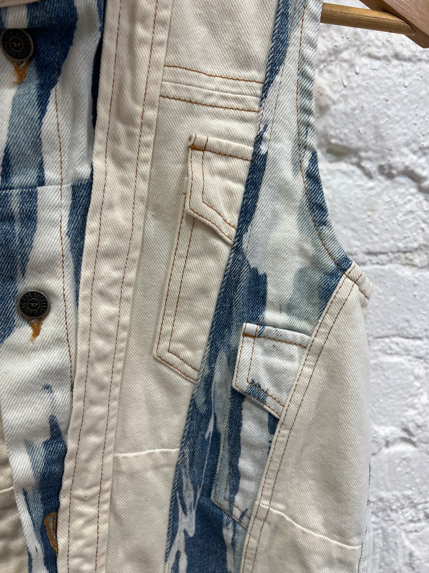 DIESEL denim light blue button down vest