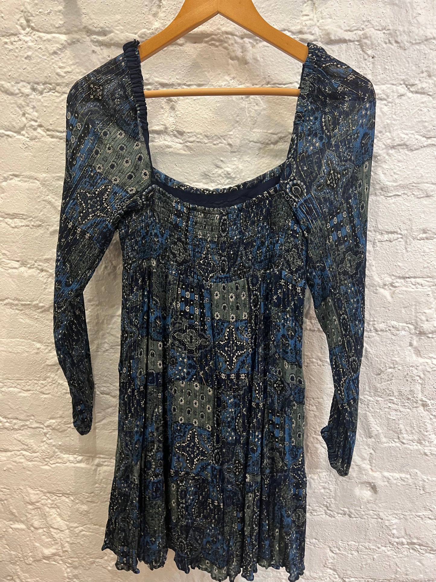 Sezane Joyce navy golden thread dress