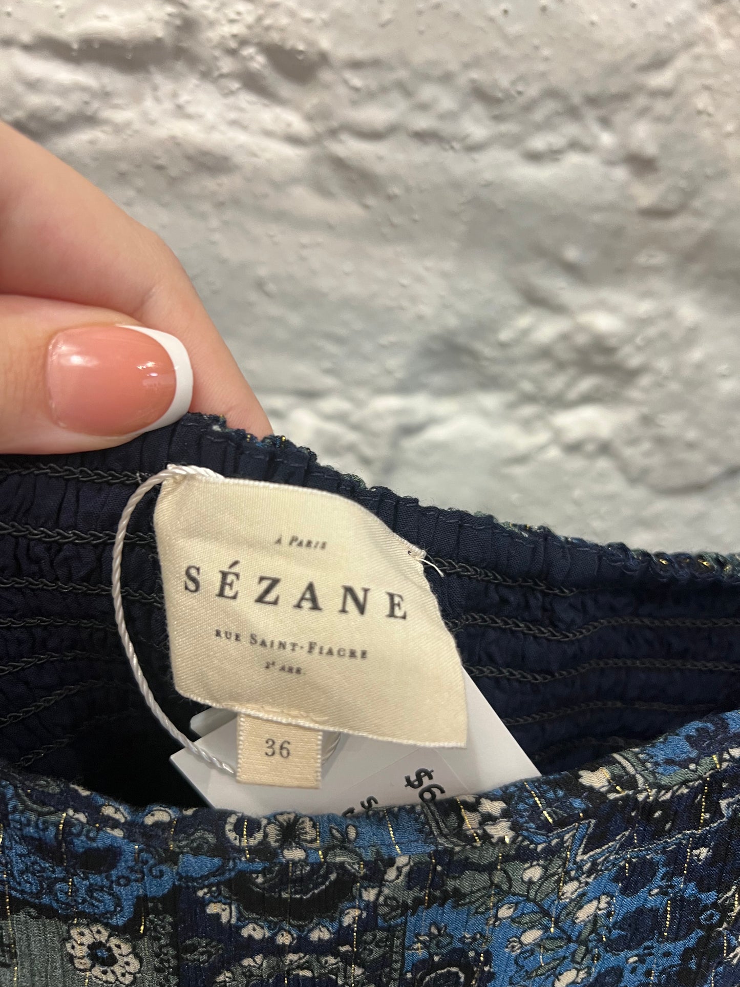 Sezane Joyce navy golden thread dress