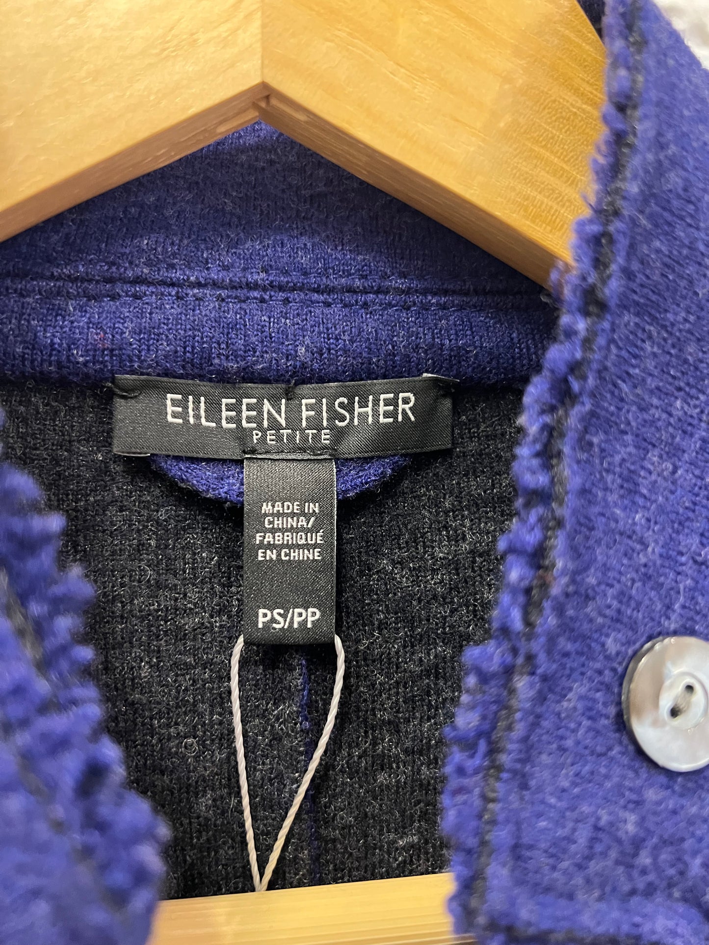 Eileen Fisher petite blue merino wool jacket