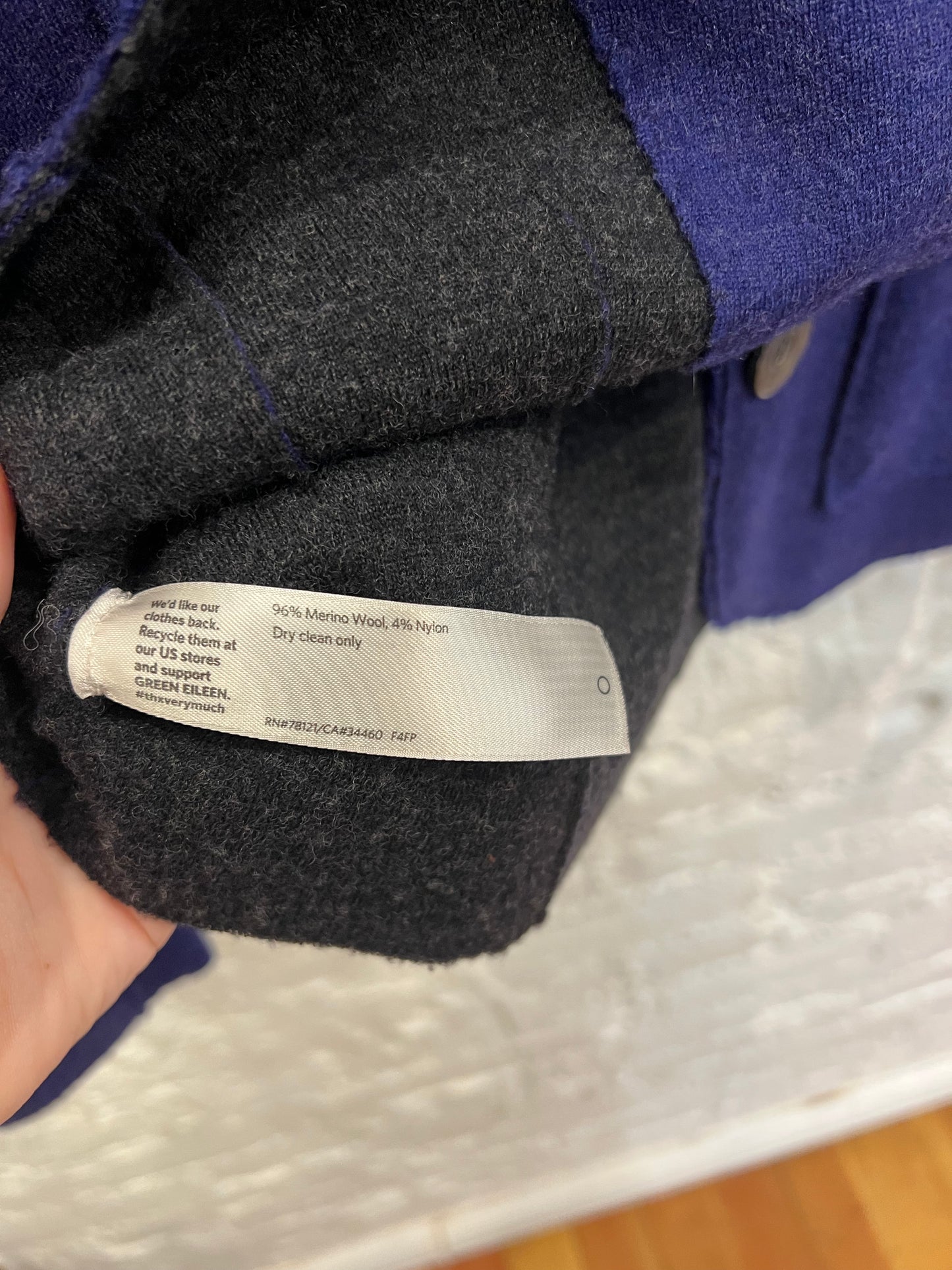 Eileen Fisher petite blue merino wool jacket