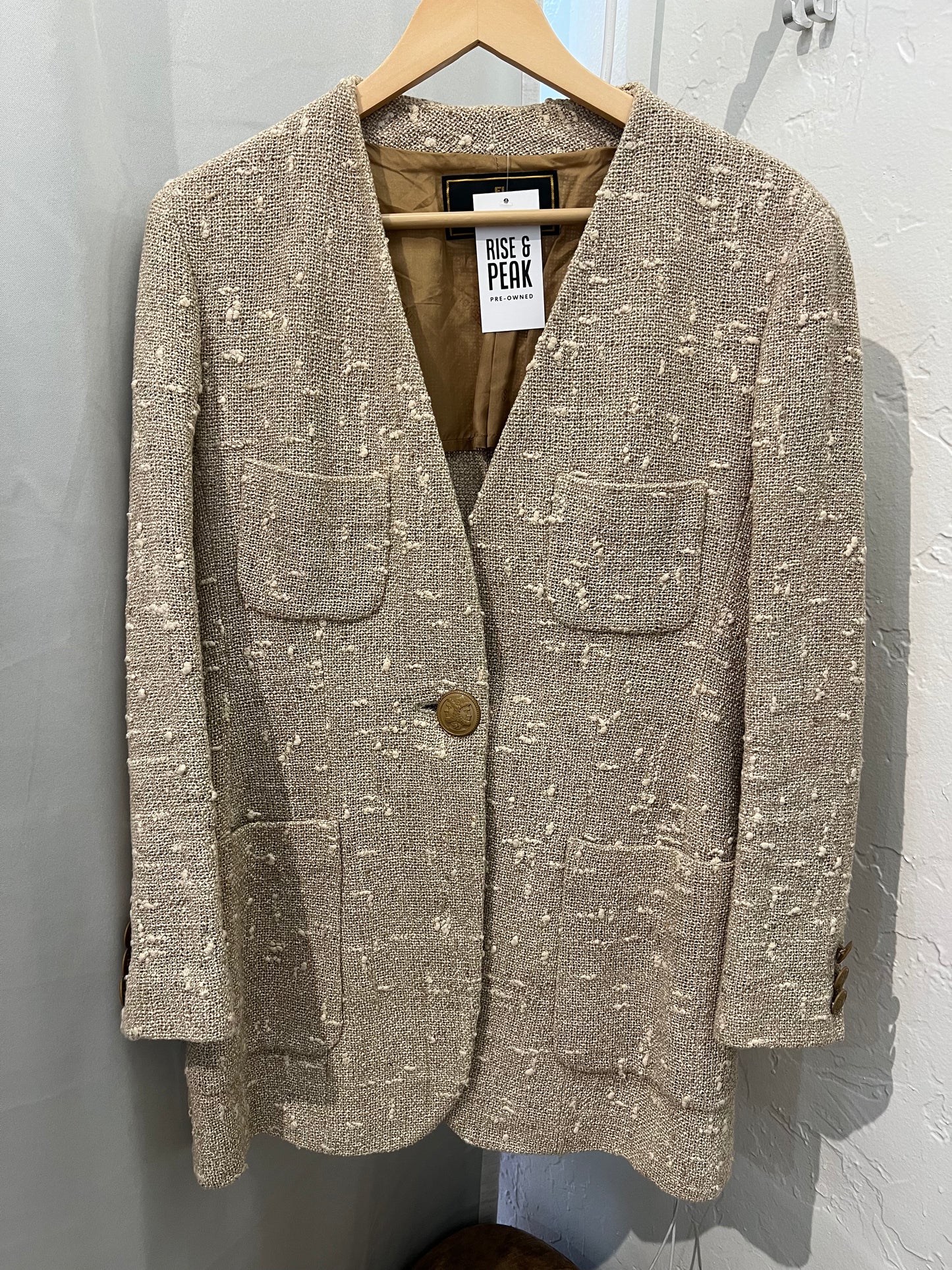 Fendi beige tweed blazer
