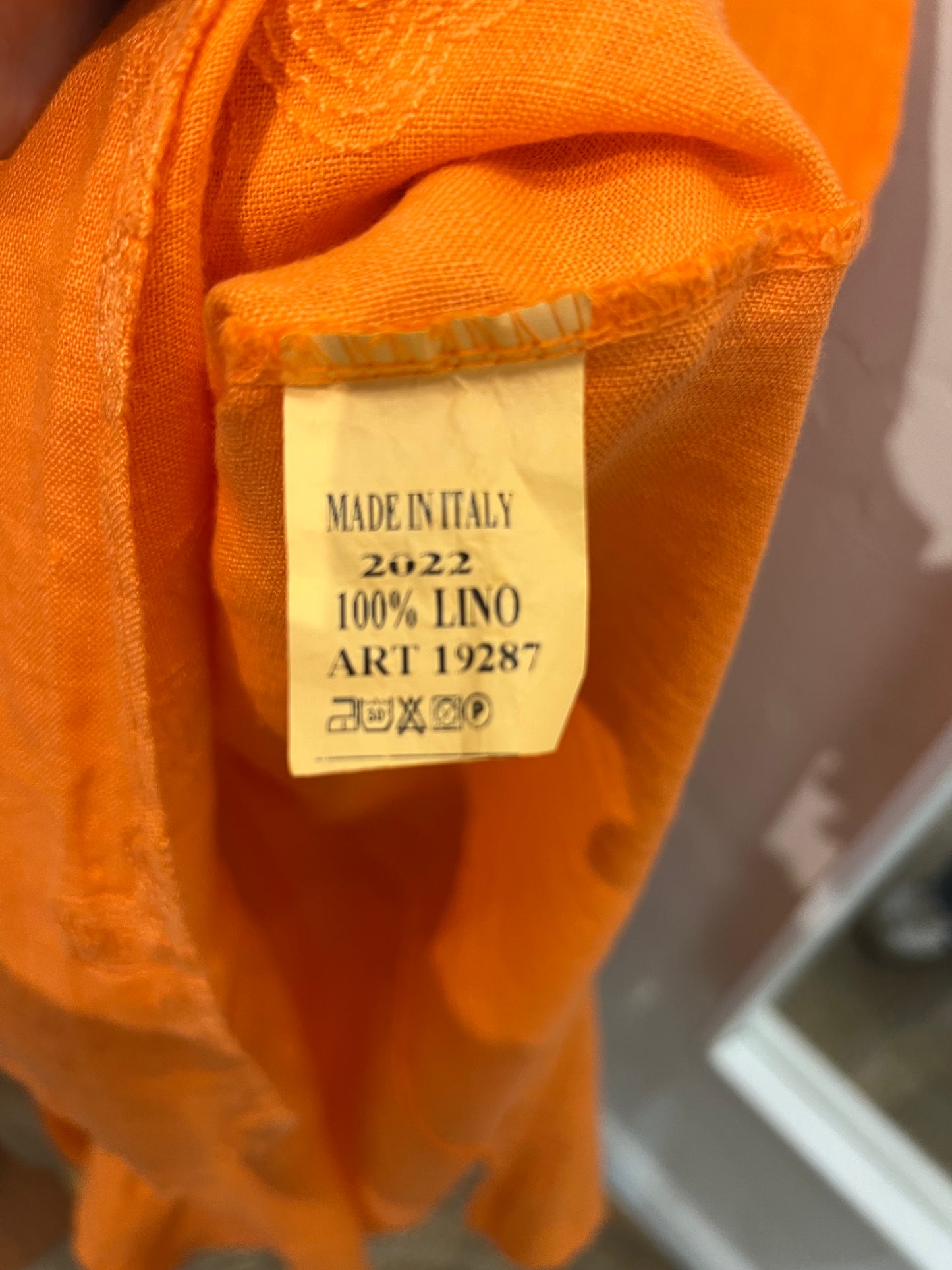 Linen orange sequins button down dress