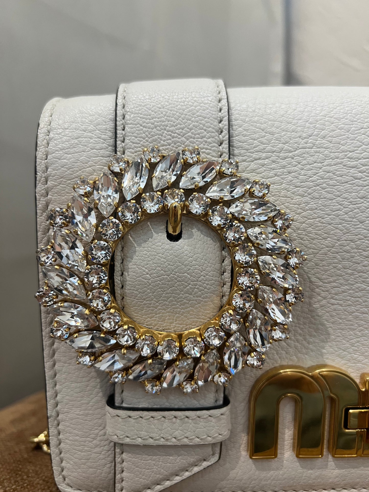 Miu Miu white Madras bag
