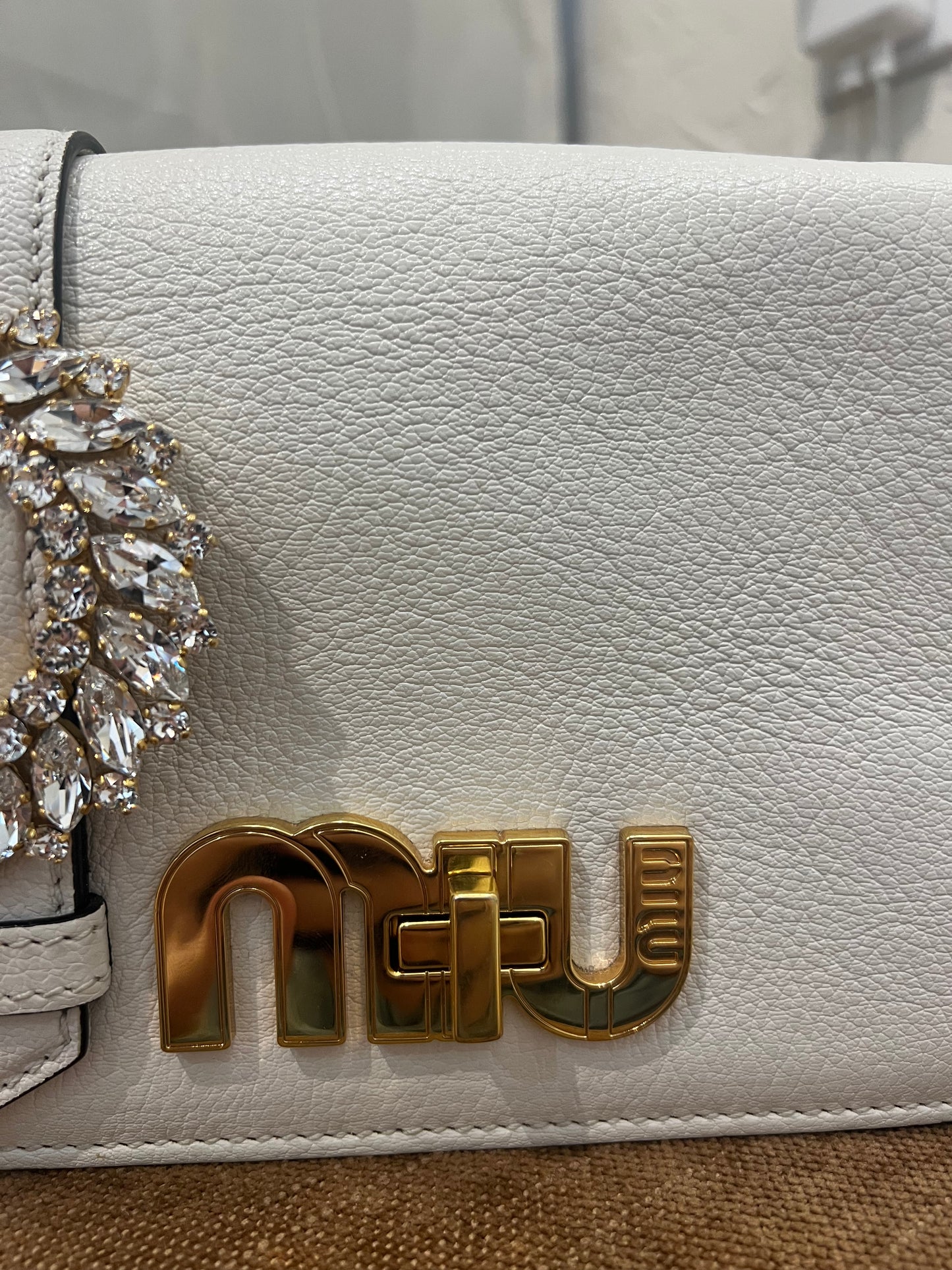 Miu Miu white Madras bag