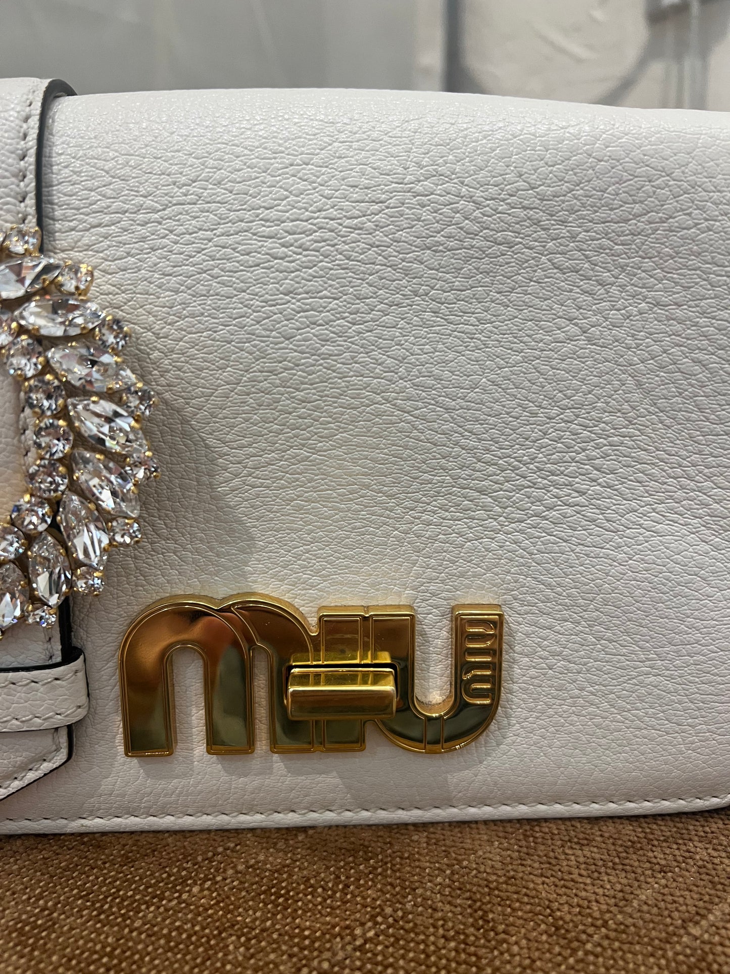 Miu Miu white Madras bag