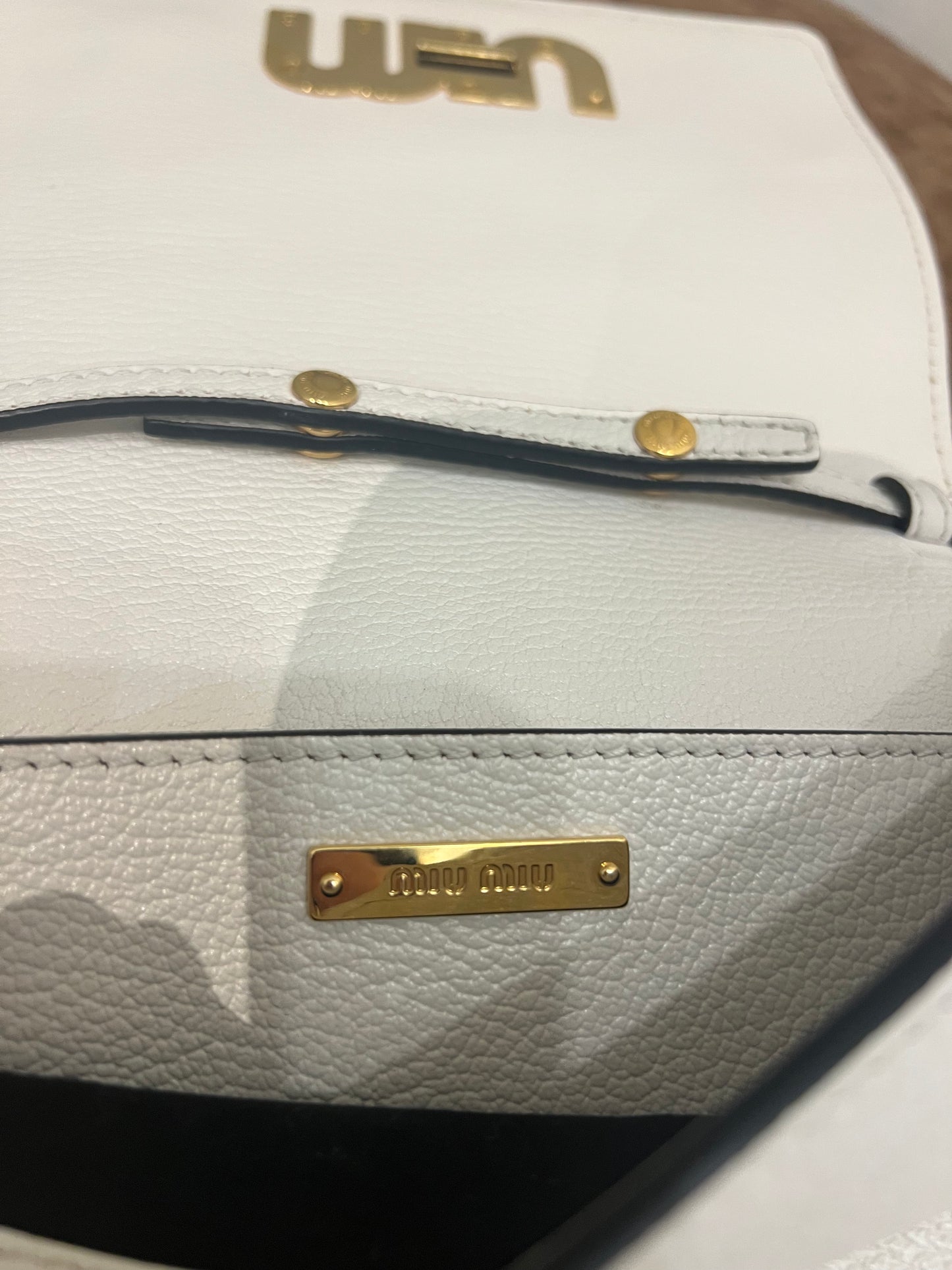 Miu Miu white Madras bag