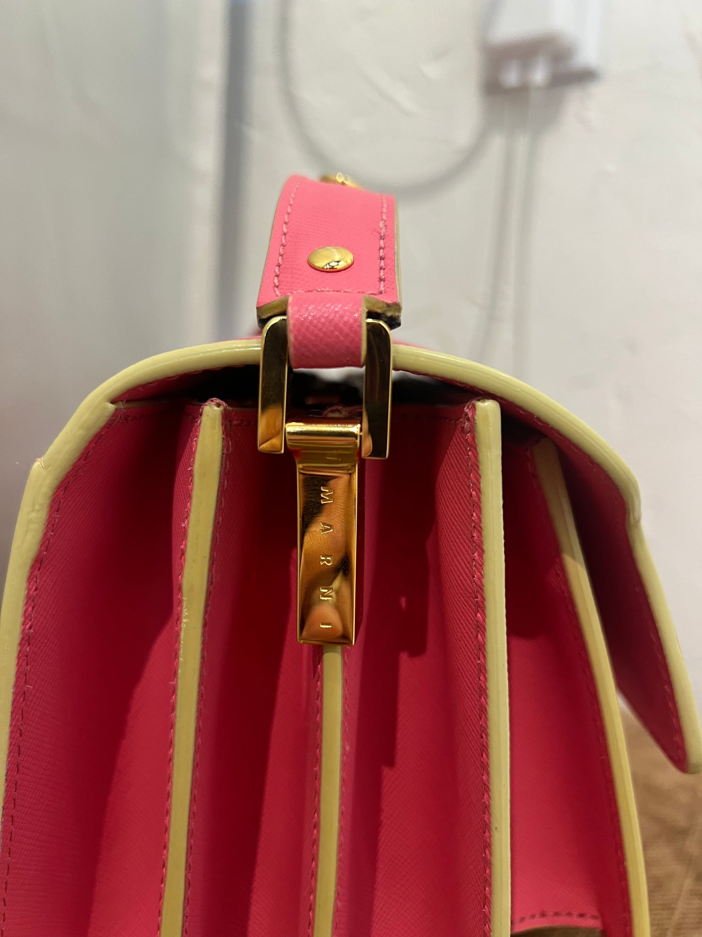 Marni Trunk Leather Crossbody Pink Bag