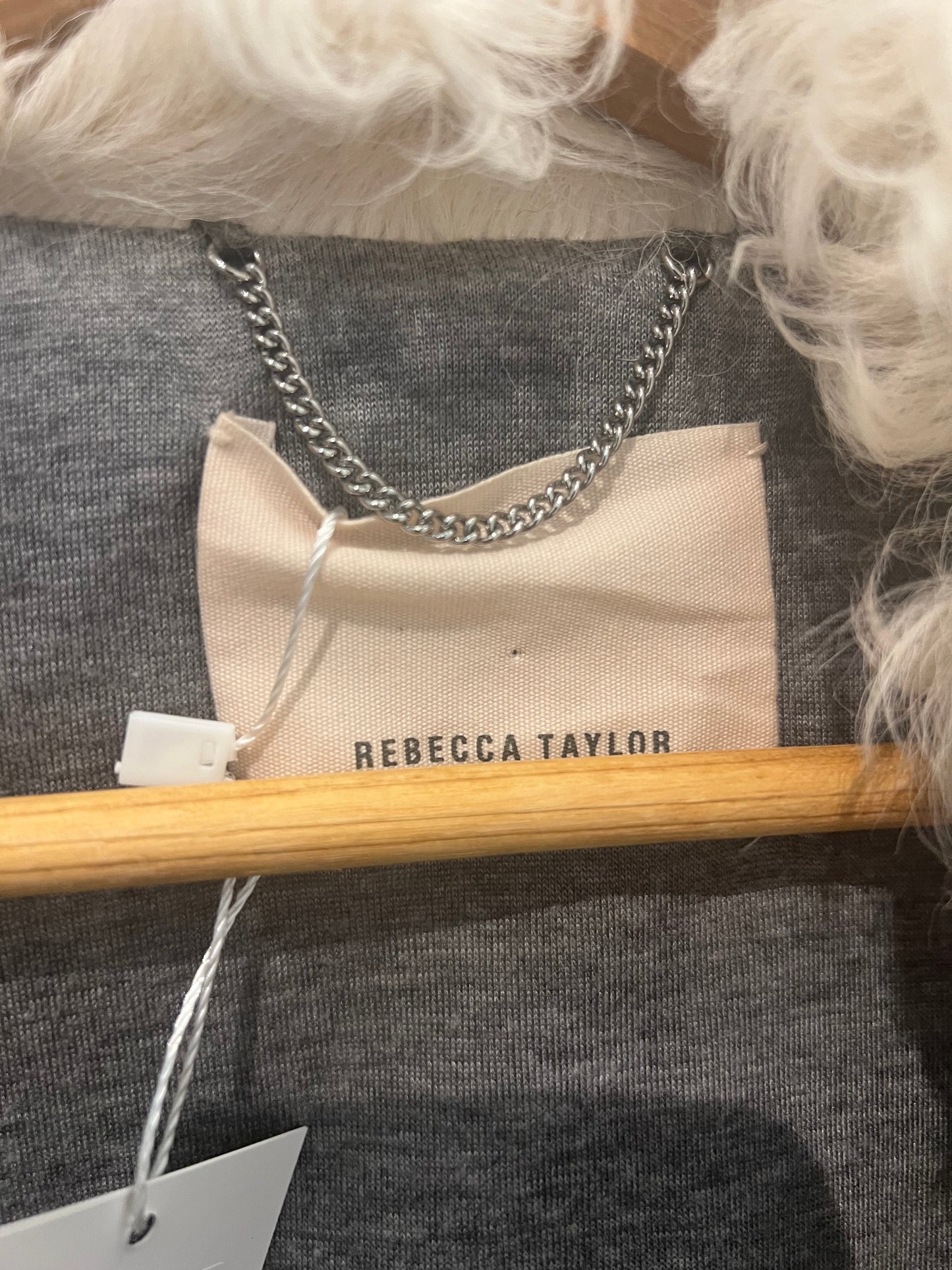 Rebecca Taylor Grey Curly Lamb Shearling Collar Moto Jacket