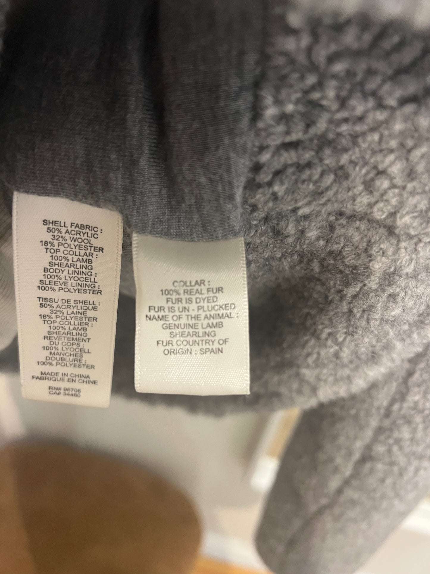 Rebecca Taylor Grey Curly Lamb Shearling Collar Moto Jacket