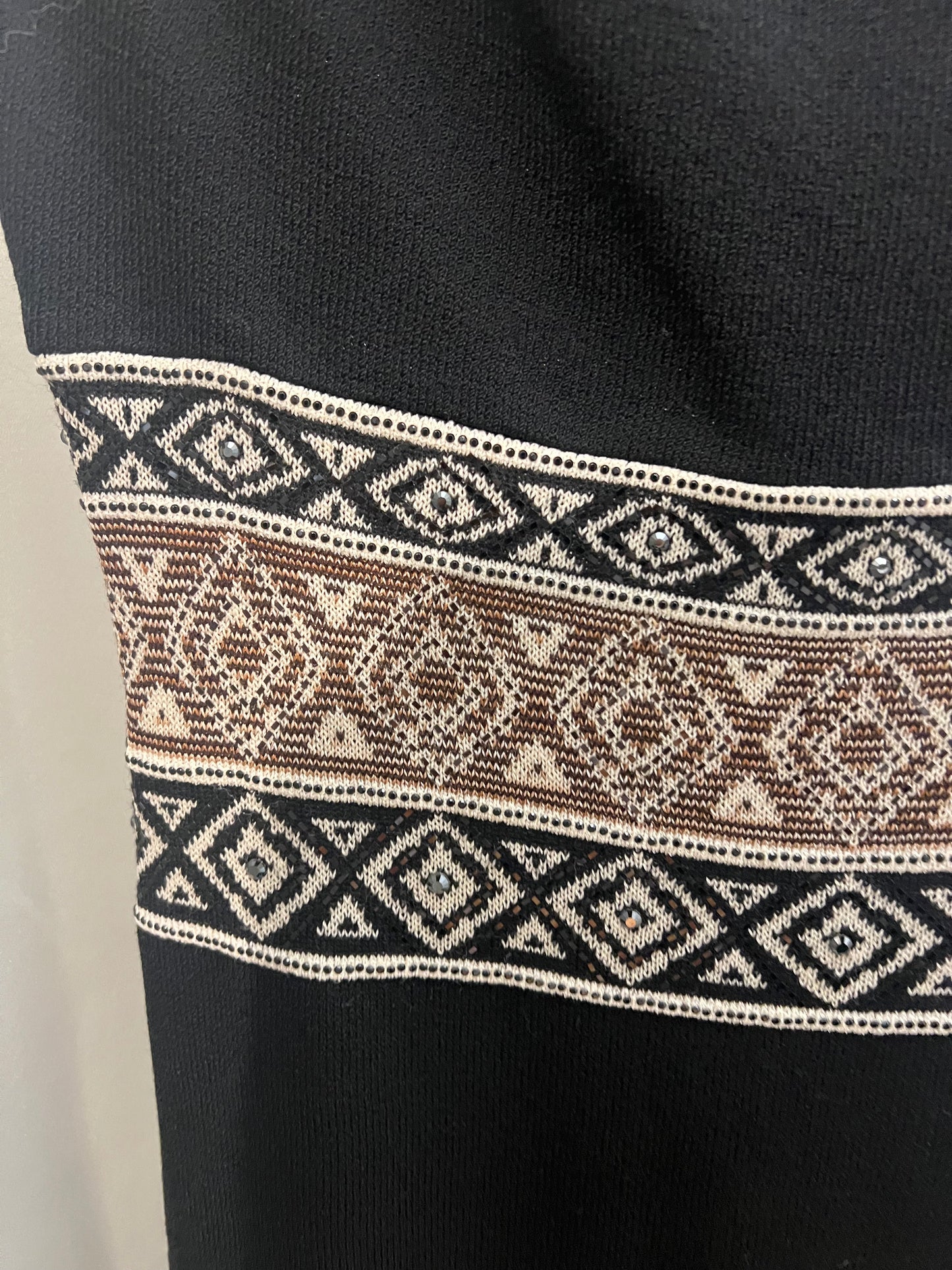 St.John stone embroidered black bodycon dress