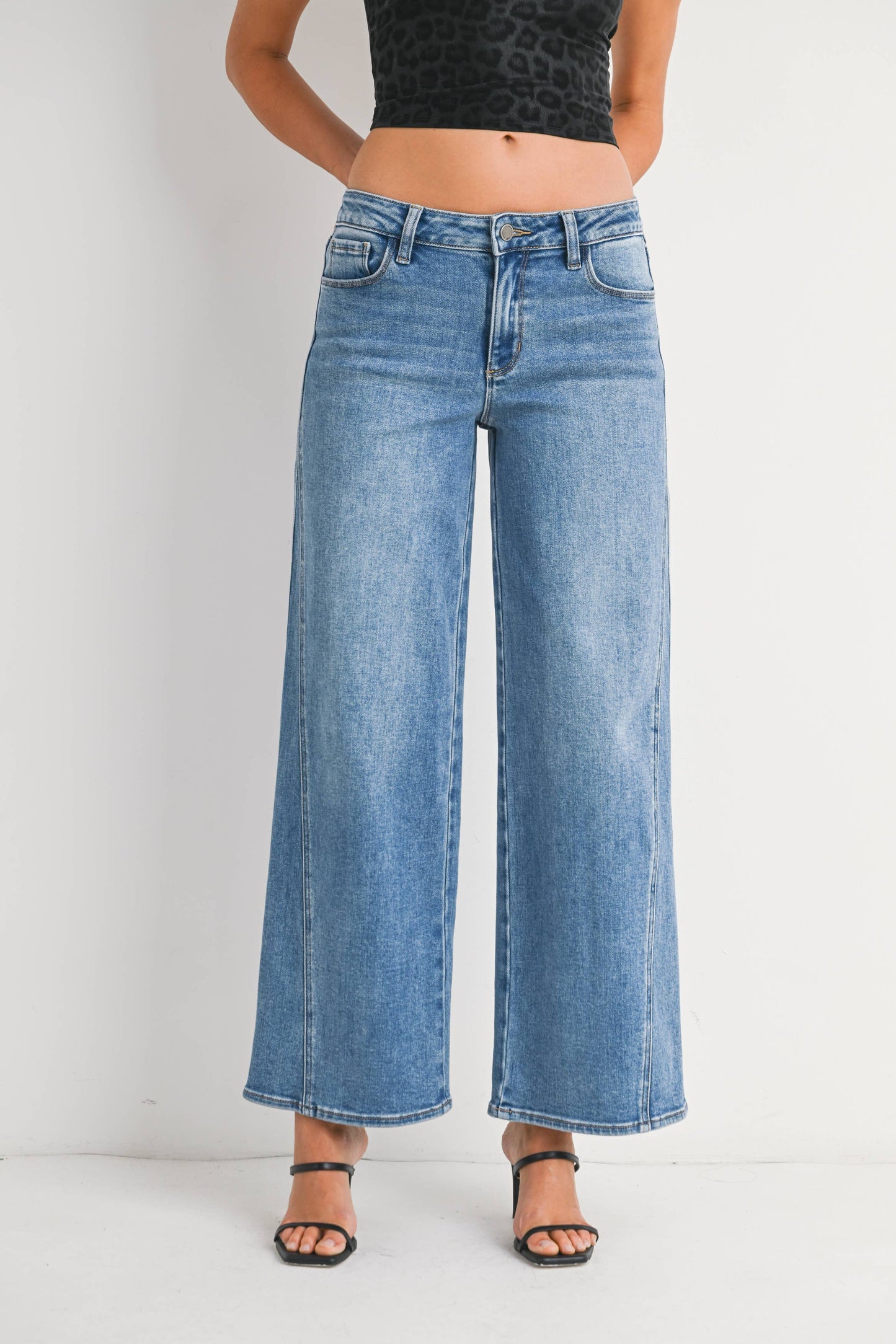 Seamed Wide Leg Jeans