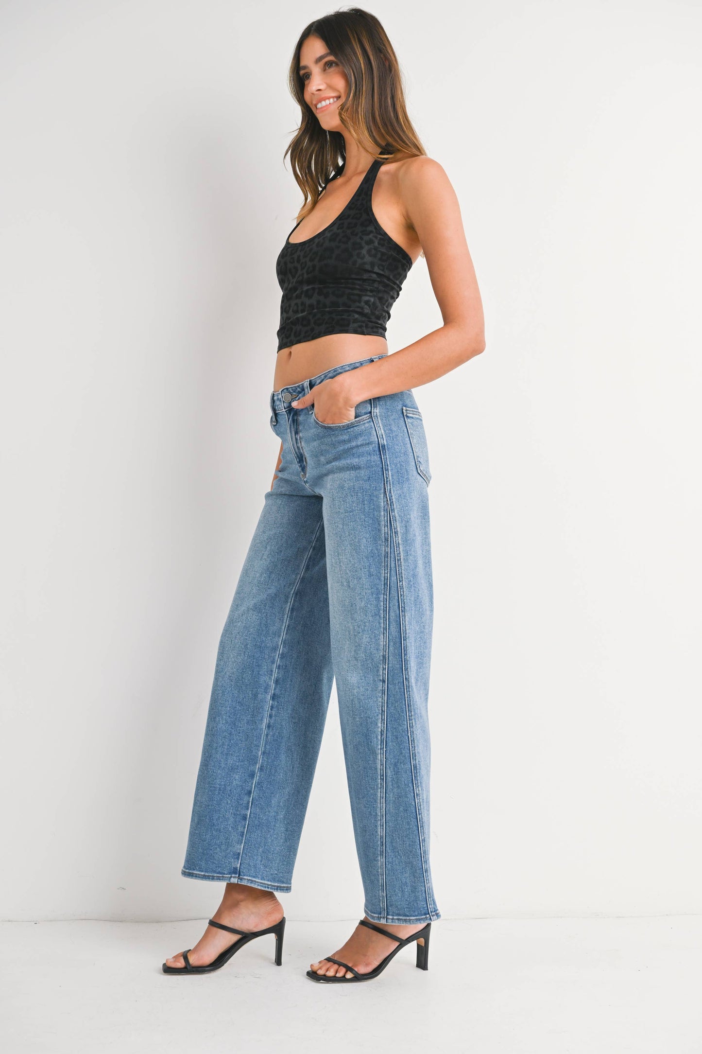 Seamed Wide Leg Jeans