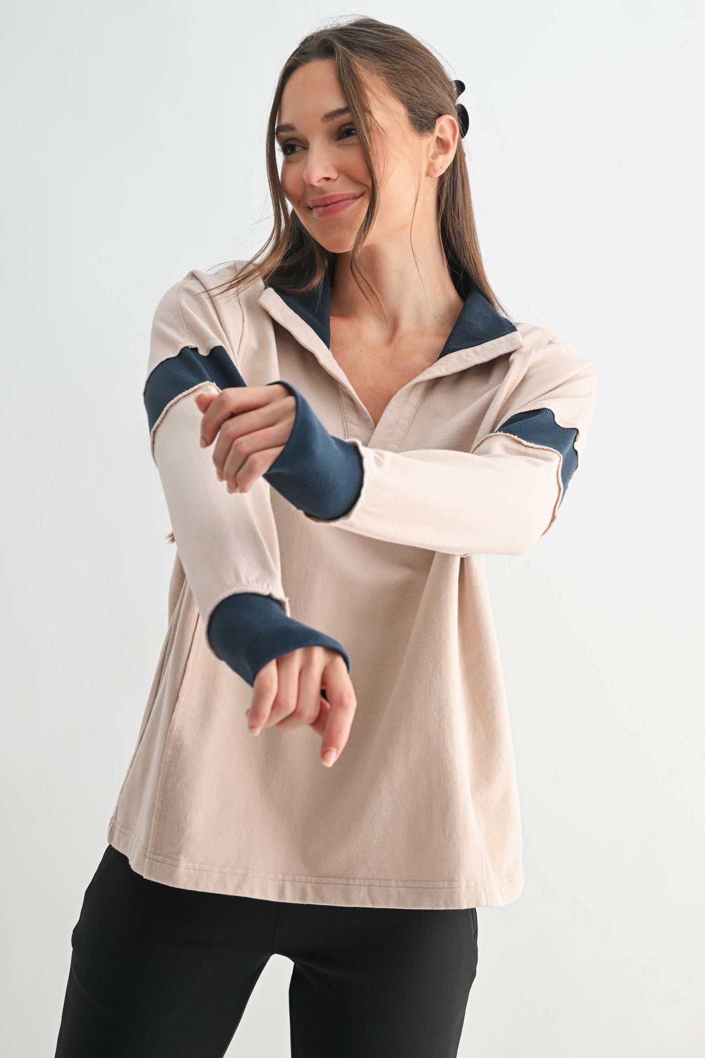 Crestline Contrast Collared Top