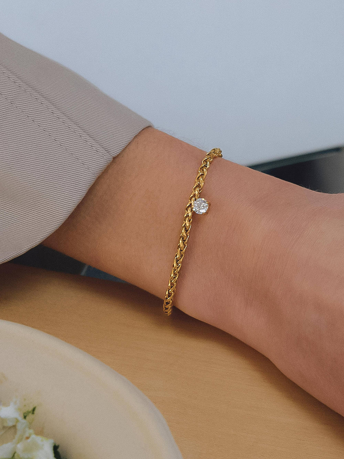 Indy CZ Charm Braided Bracelet