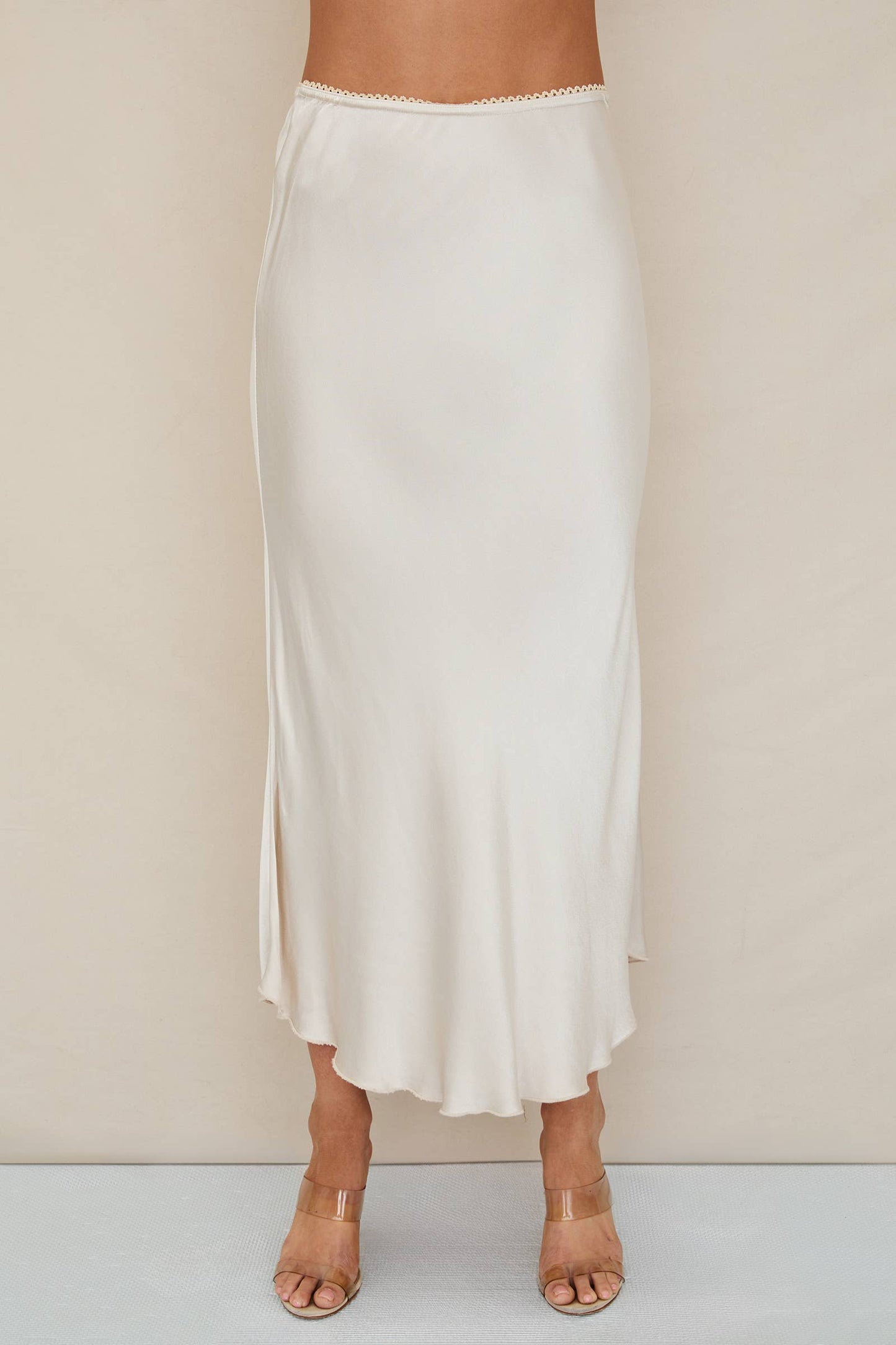 Silky Slip Skirt | Beige