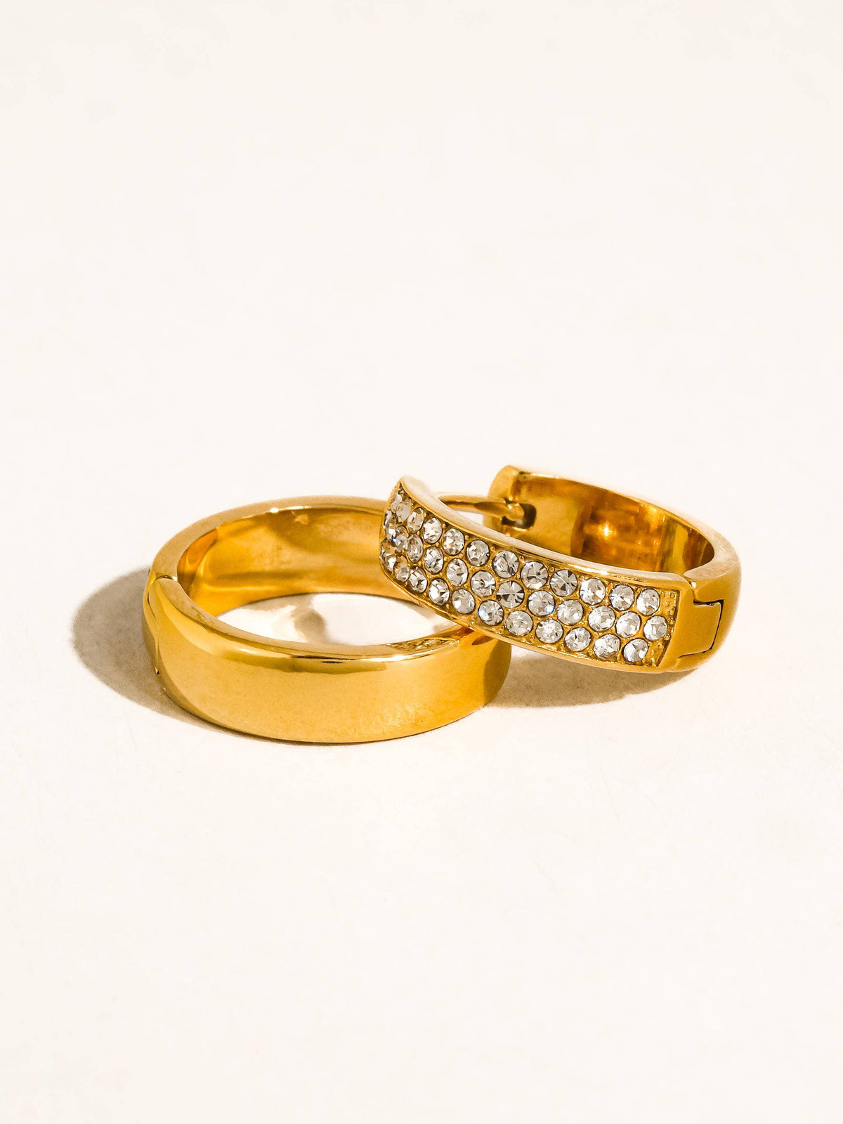 Zephira 18K Gold Non-Tarnish CZ Pave Hoop Earrings: Yellow Gold