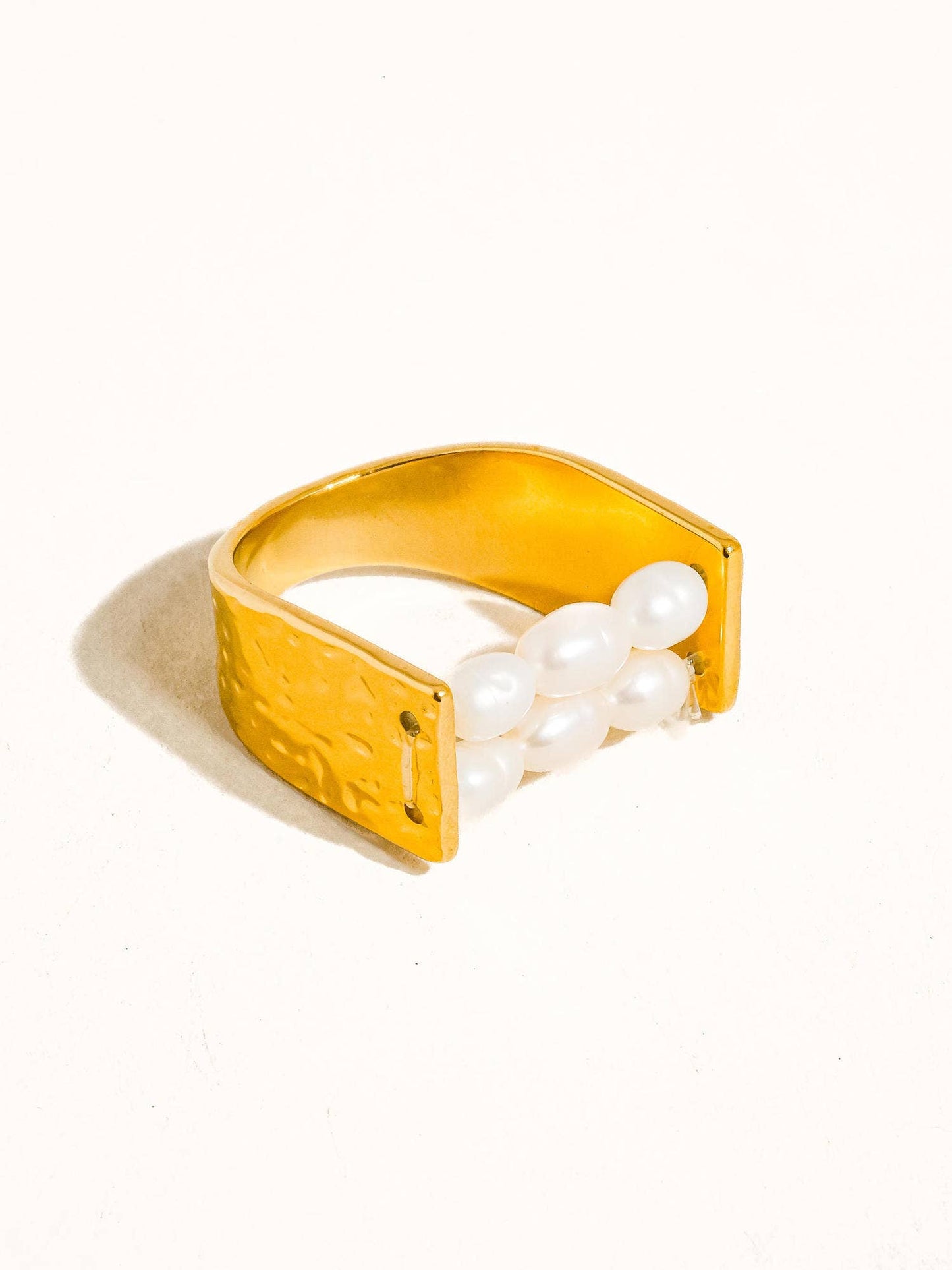 Romane Gold Non-Tarnish Beaded Pearl Ring