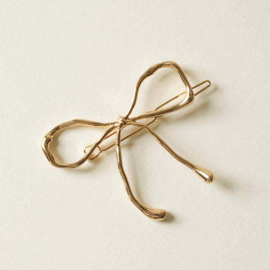 Metal Bow Barrette Hair Clip | Gold