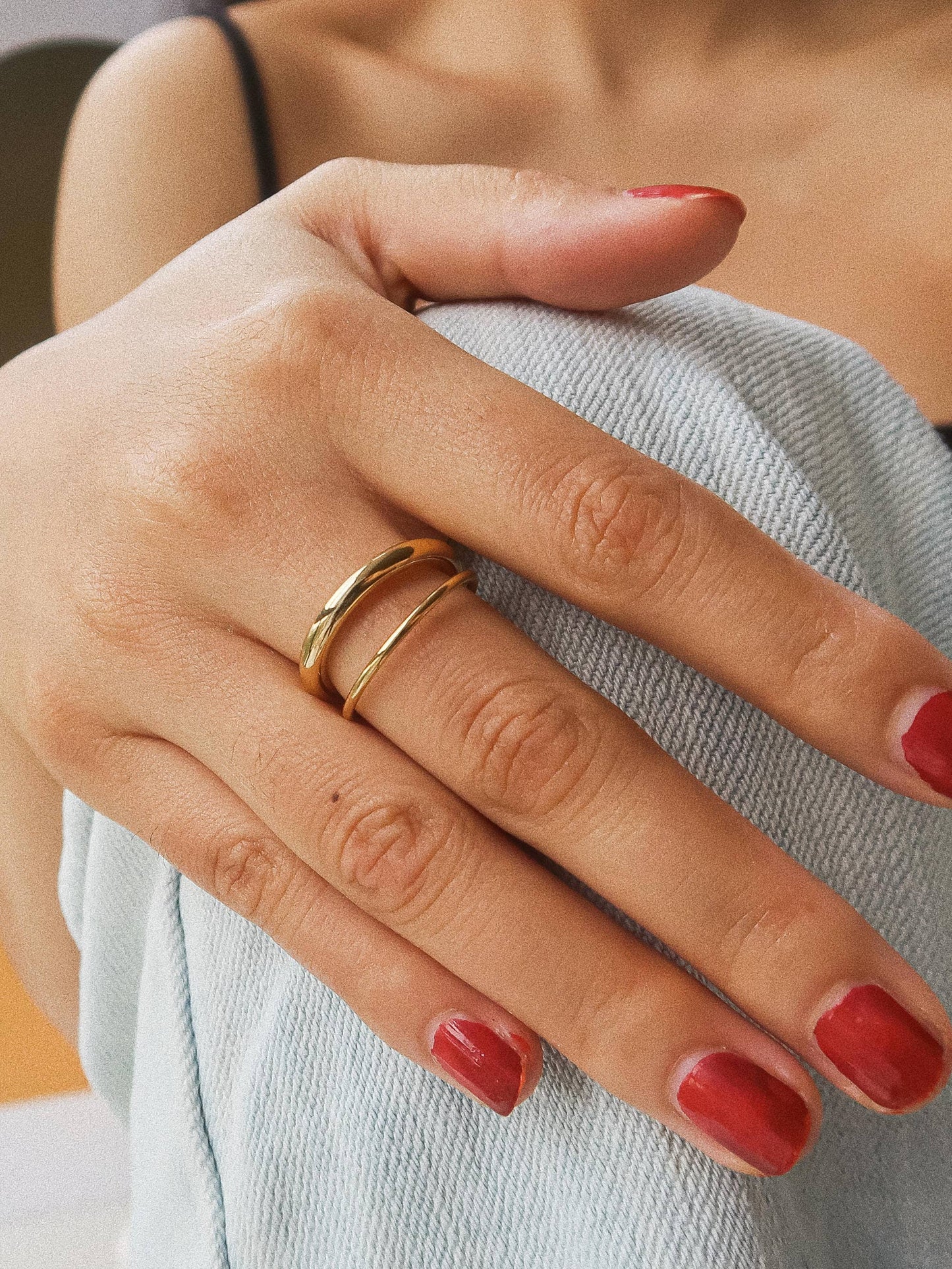 Harvey 18K Gold Non-Tarnish Classic Double Band Ring: Yellow Gold