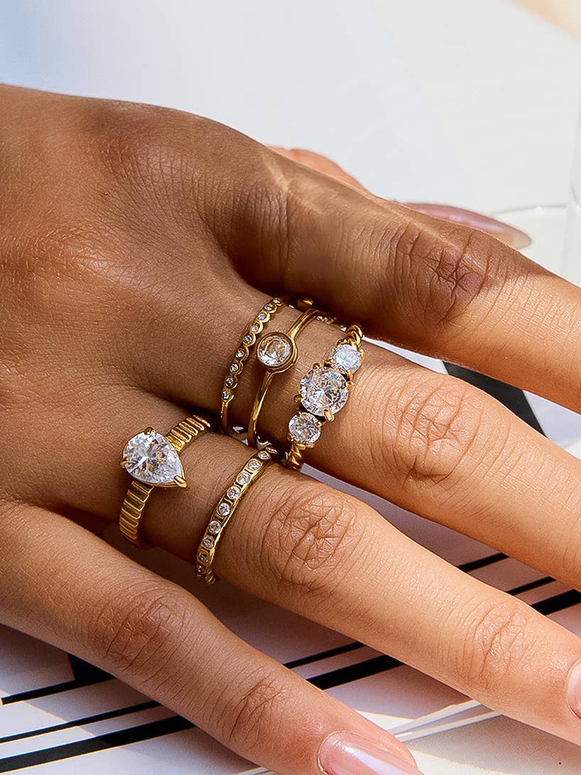 Moira CZ Statement Ring: Yellow Gold