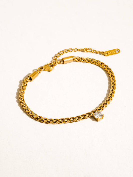 Indy CZ Charm Braided Bracelet