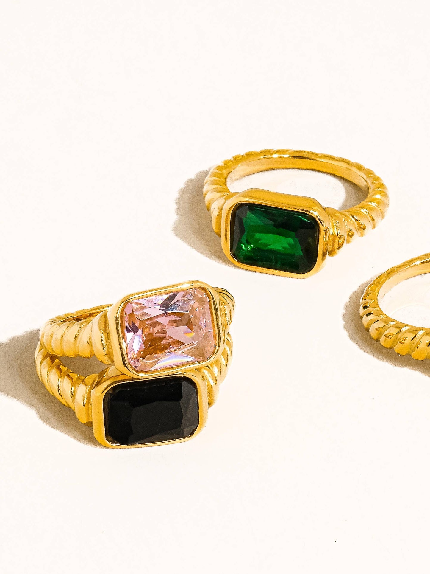 Laverne 18K Gold Non-Tarnish CZ Cocktail Ring: Pink