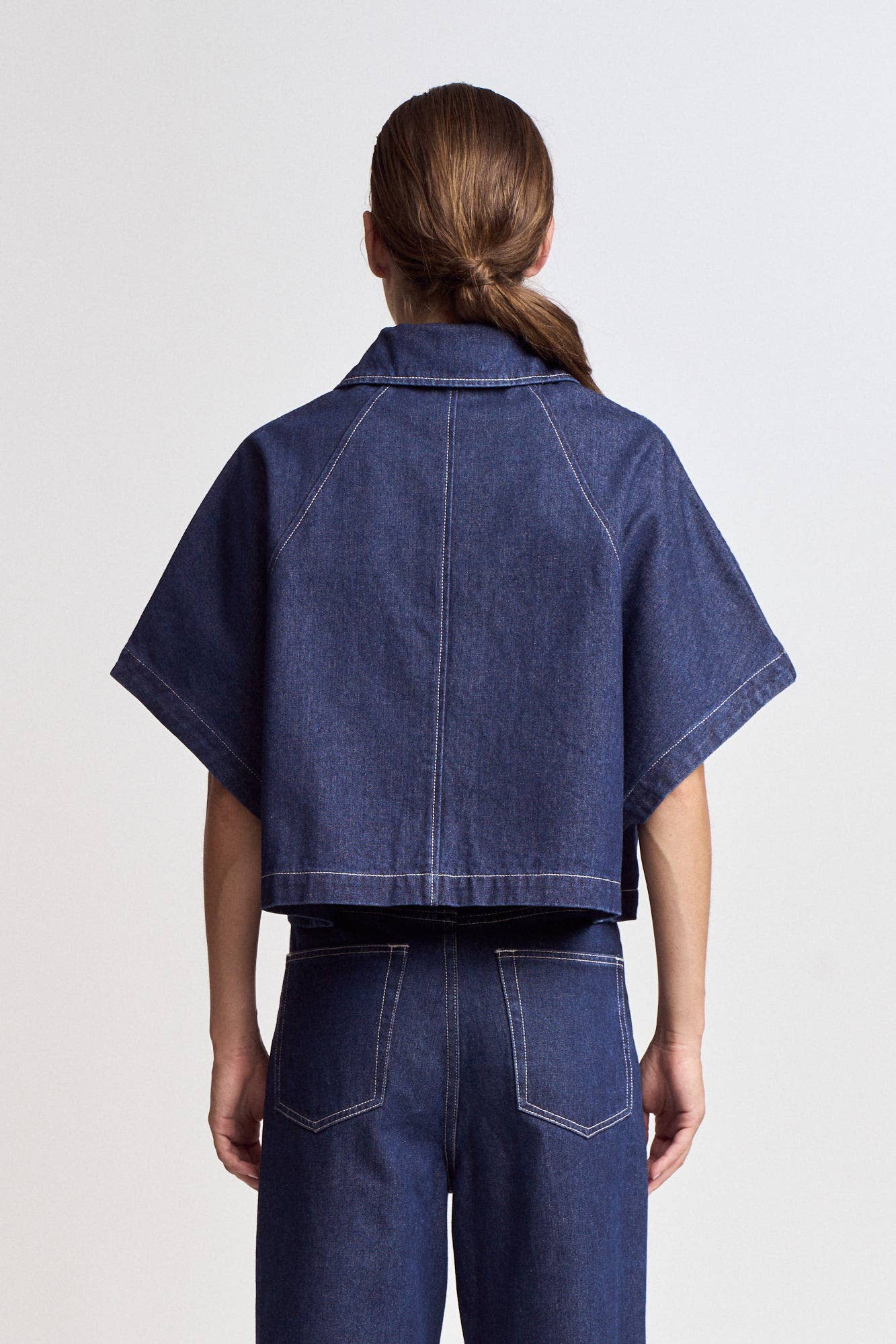 Batwing Sleeve Denim Shirt Jacket