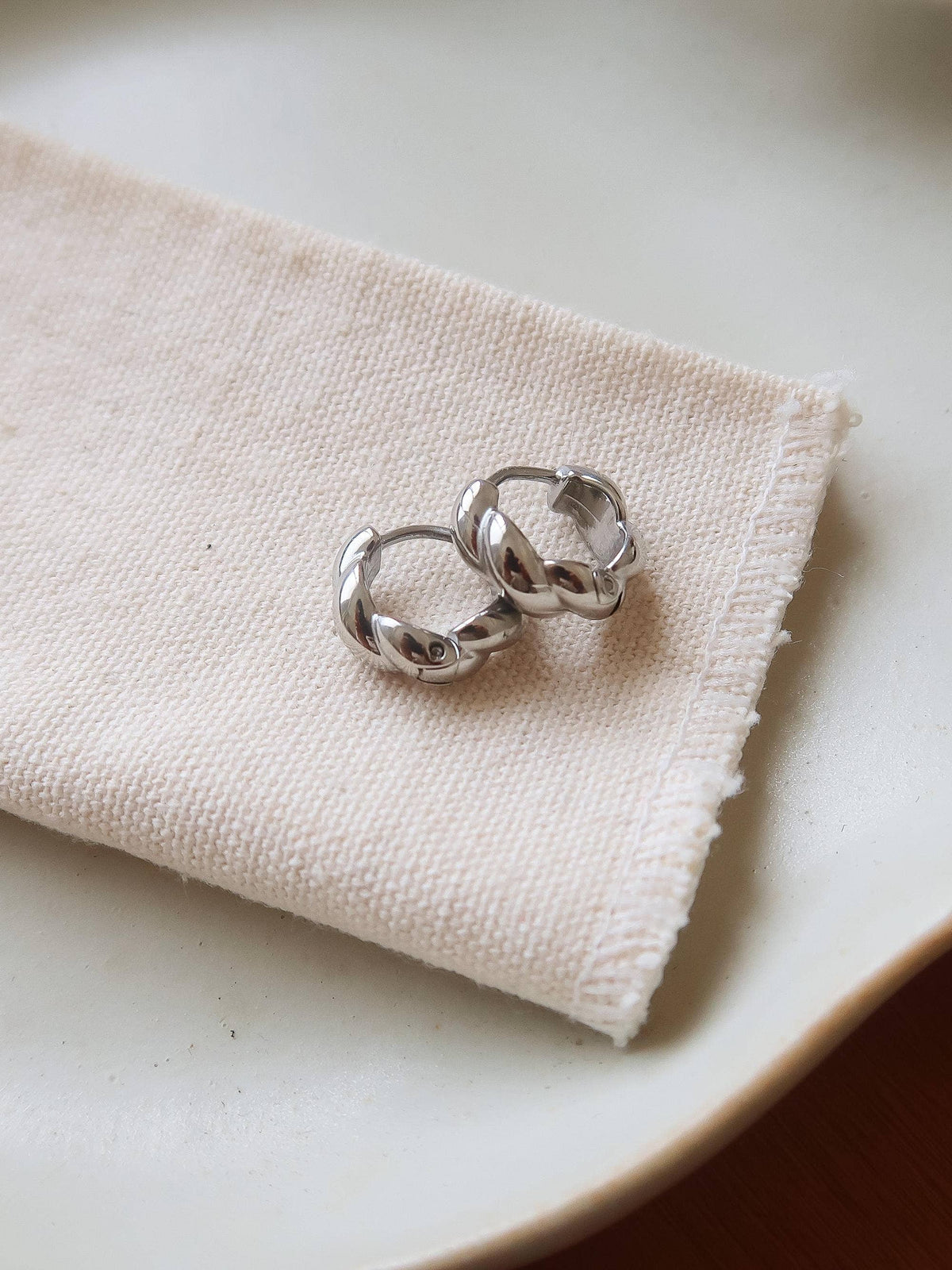 Brea Twisted Hoop Earrings | Silver